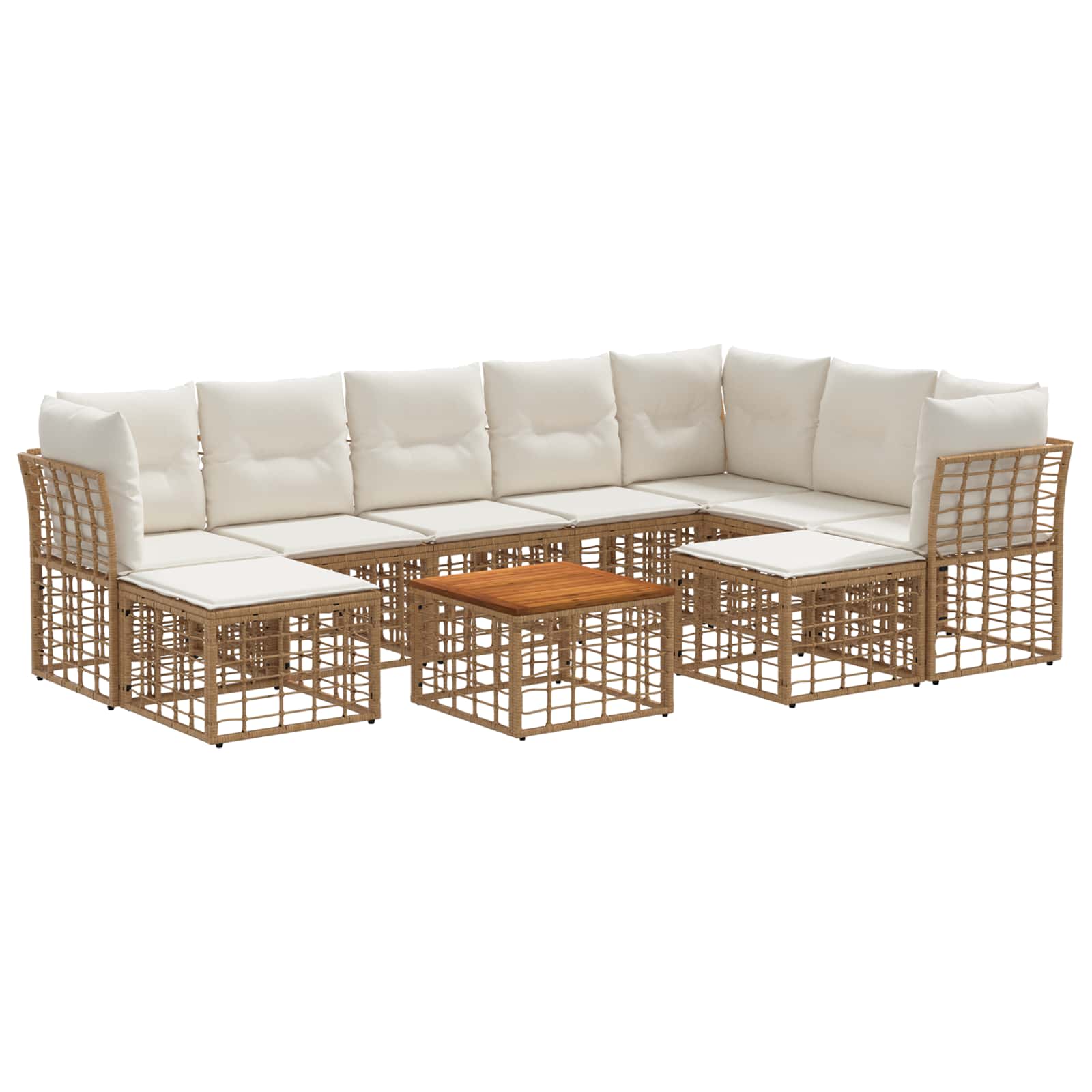 Set vanjskih sofa 10 pcs Prirodna i krema bijela Poliester