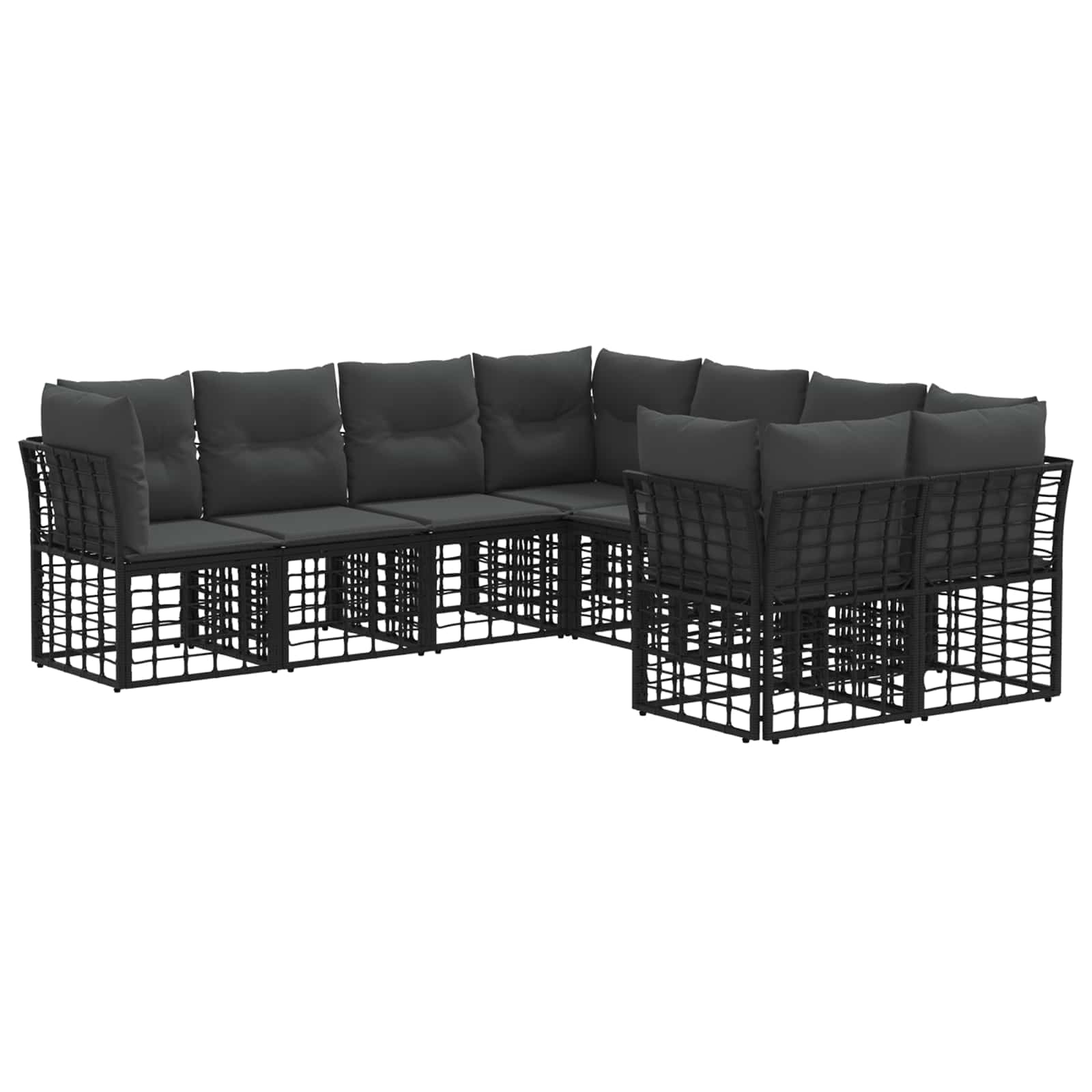 Set vanjskih sofa s jastukom 8 pcs Crna i tamno siva Poliester
