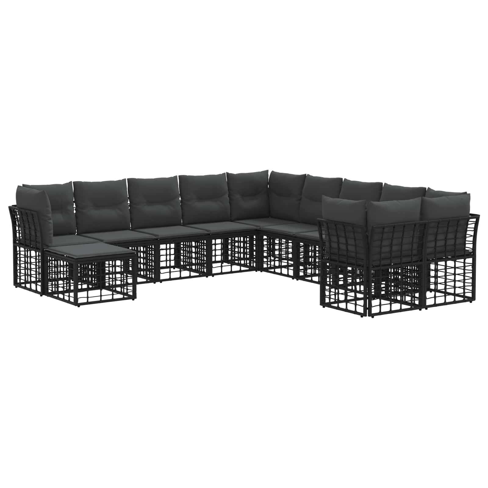 Set vanjskih sofa 11 pcs Crna i tamno siva Poliester