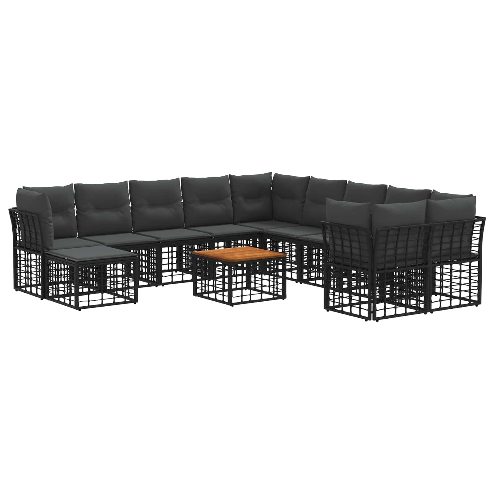 Set vanjskih sofa 12 pcs Crna i tamno siva Poliester