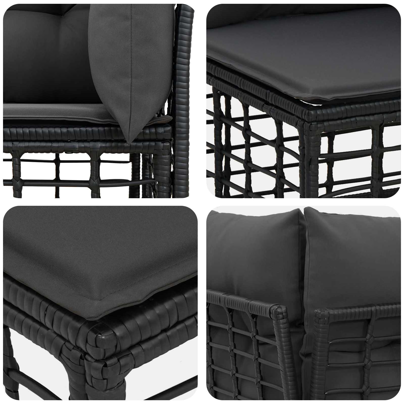 Set vanjskih sofa 12 pcs Crna i tamno siva Poliester