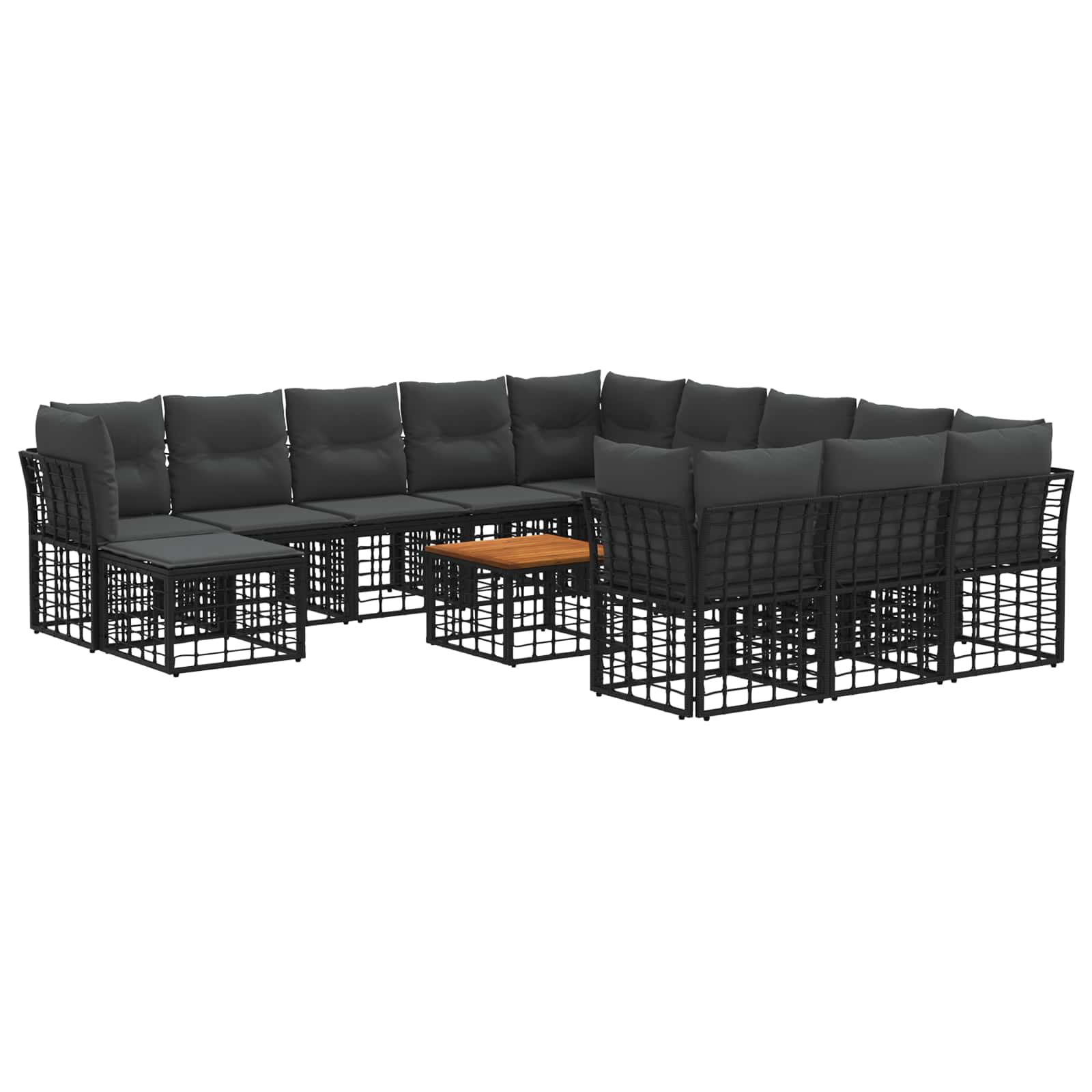 Set vanjskih sofa 13 pcs Crna i tamno siva Poliester