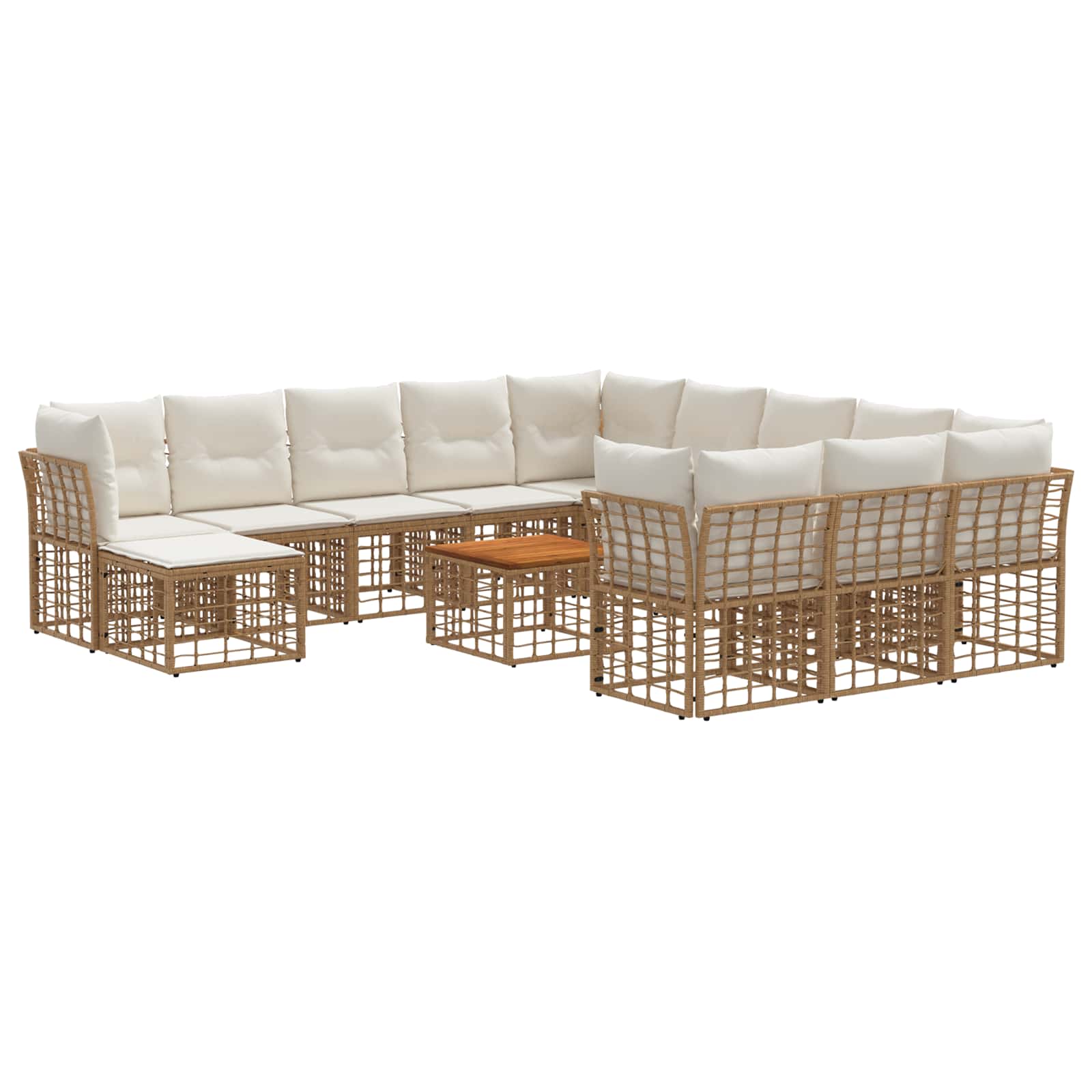 Set vanjskih sofa 13 pcs Prirodna i krema bijela Poliester
