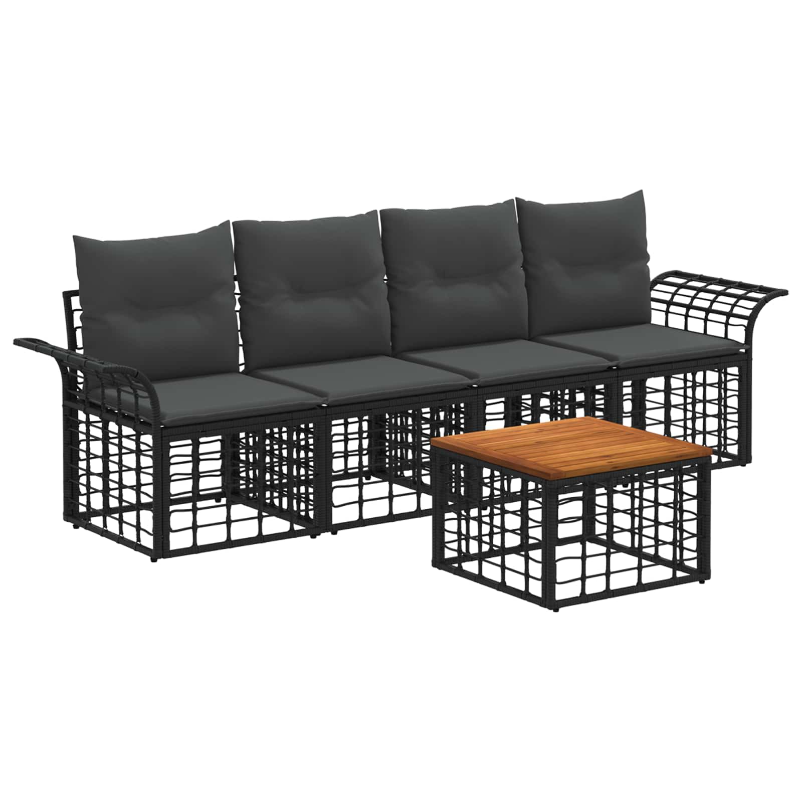 Set vanjskih sofa 5 pcs Crna i tamno siva Poliester
