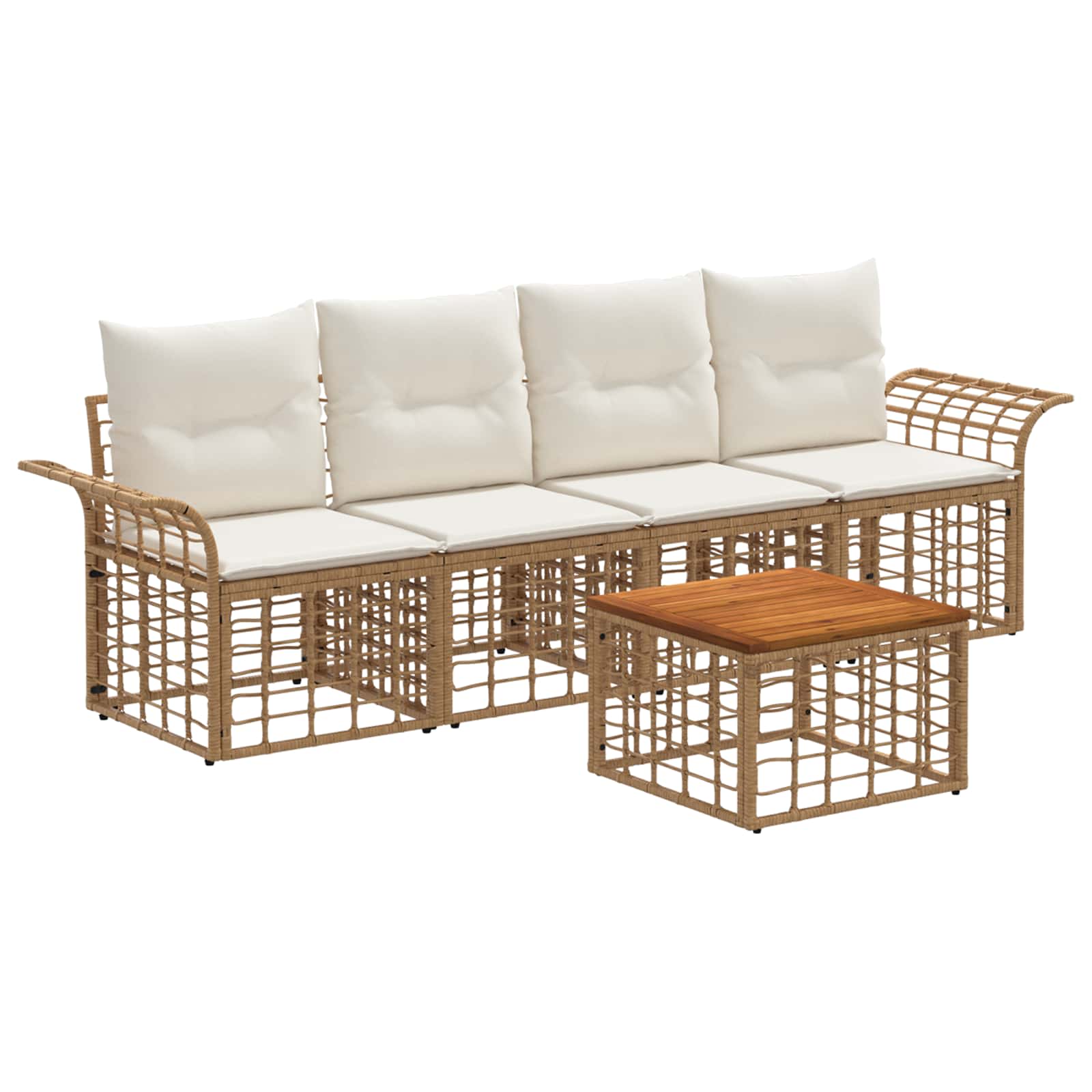 Set vanjskih sofa 5 pcs Prirodna i krema bijela Poliester