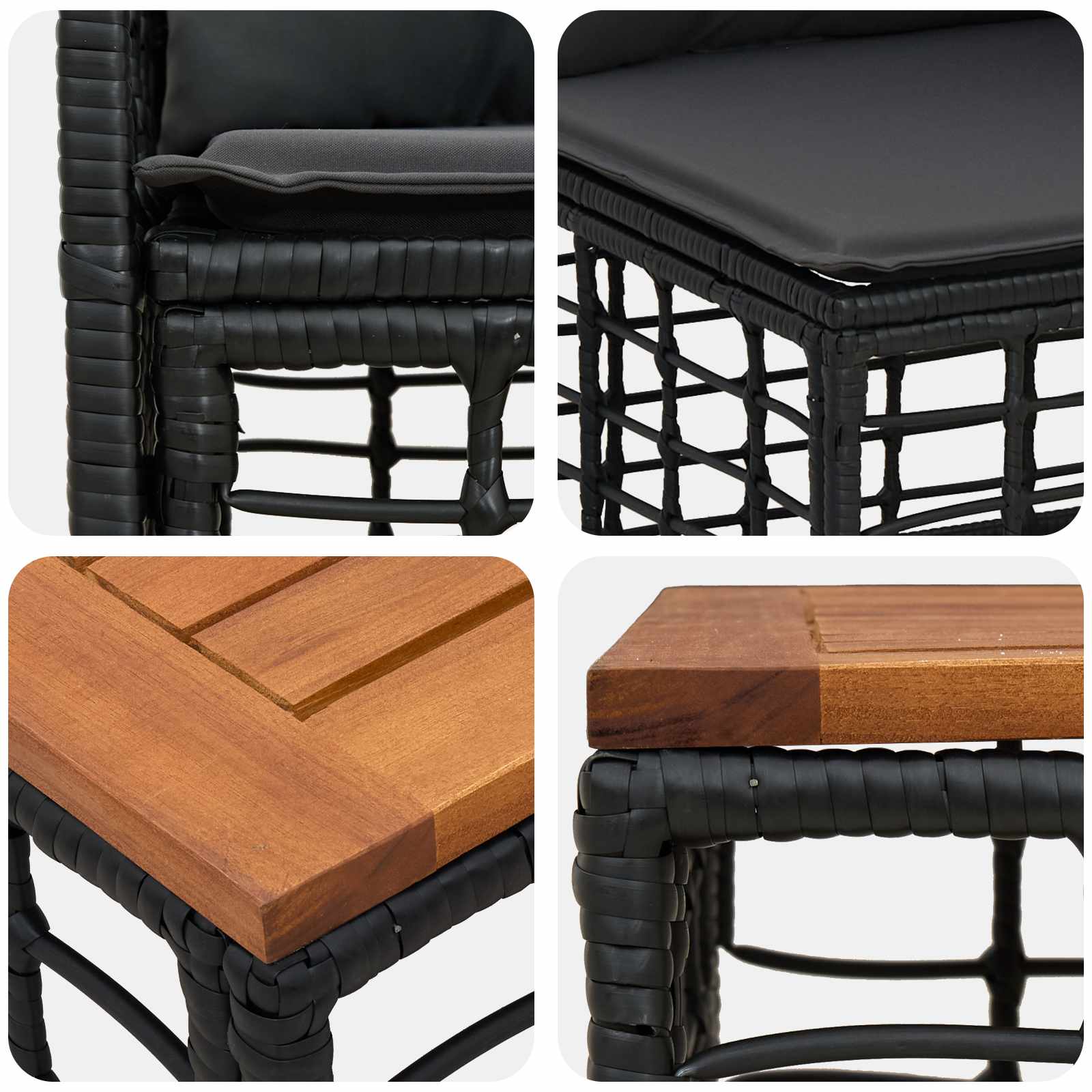 Set vanjskih sofa 6 kom. Crna i tamno siva poliratan