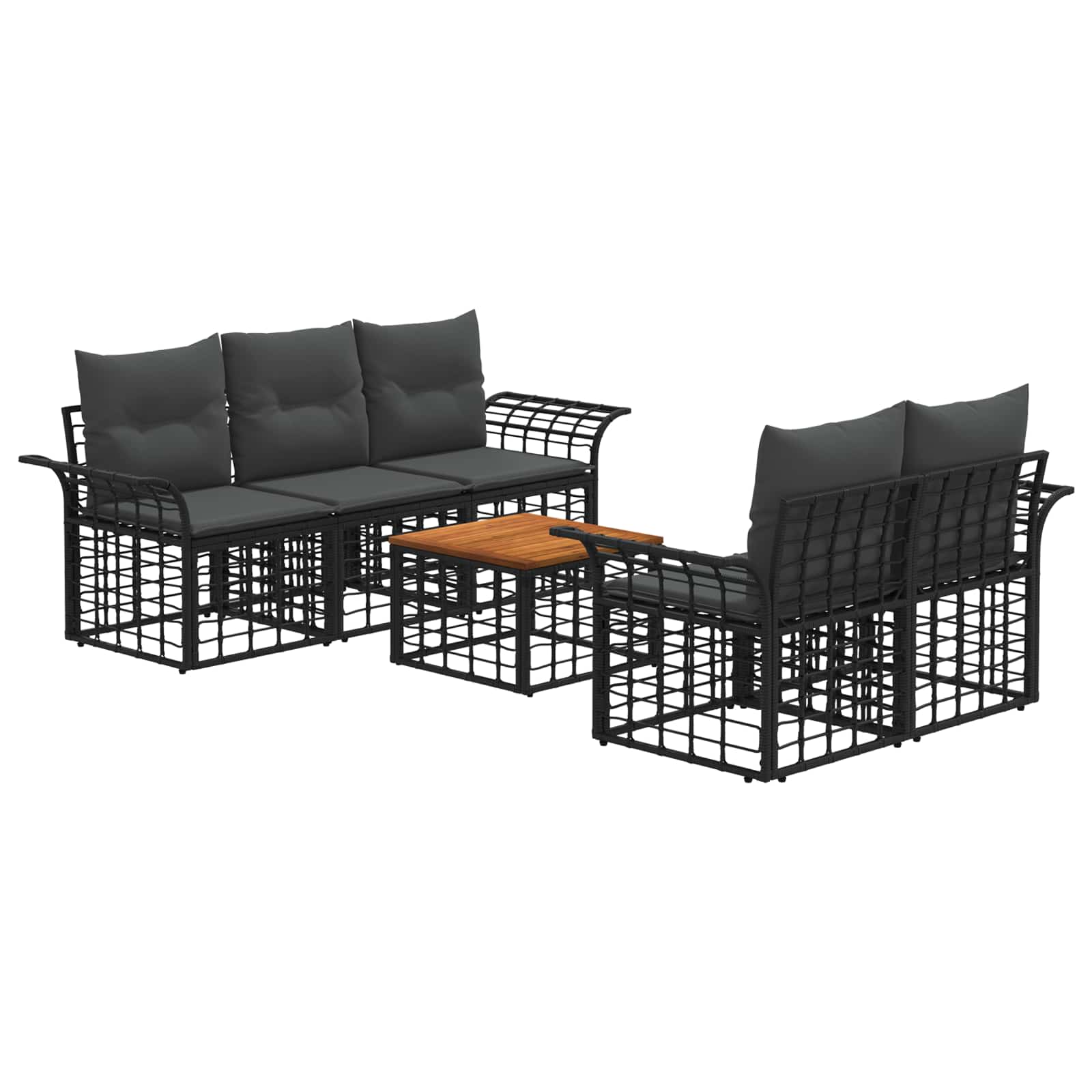 Set vanjskih sofa 6 kom. Crna i tamno siva poliratan