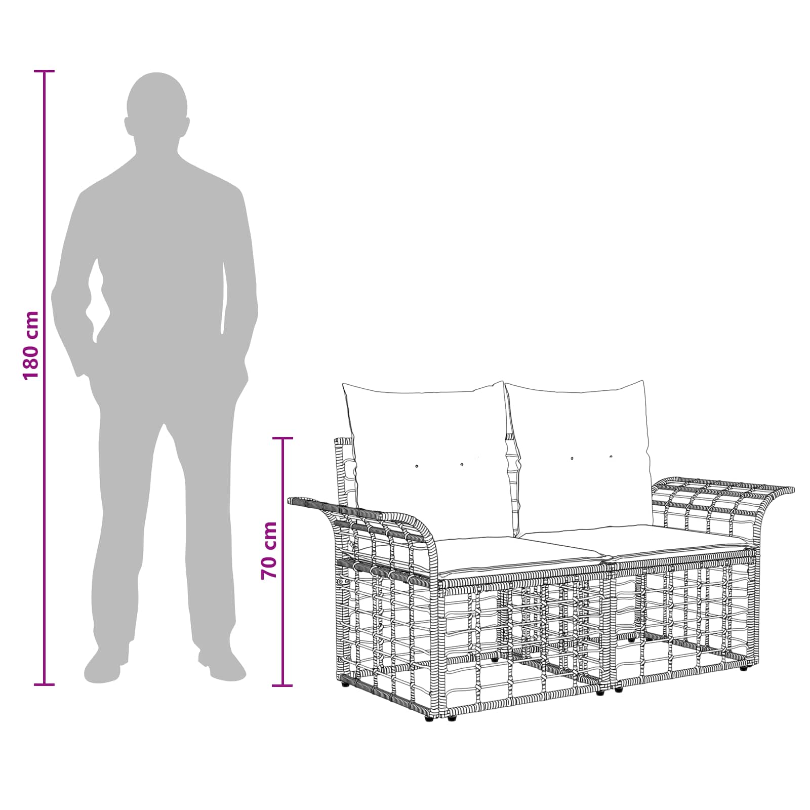 Set vanjskih sofa 6 kom. Crna i tamno siva poliratan