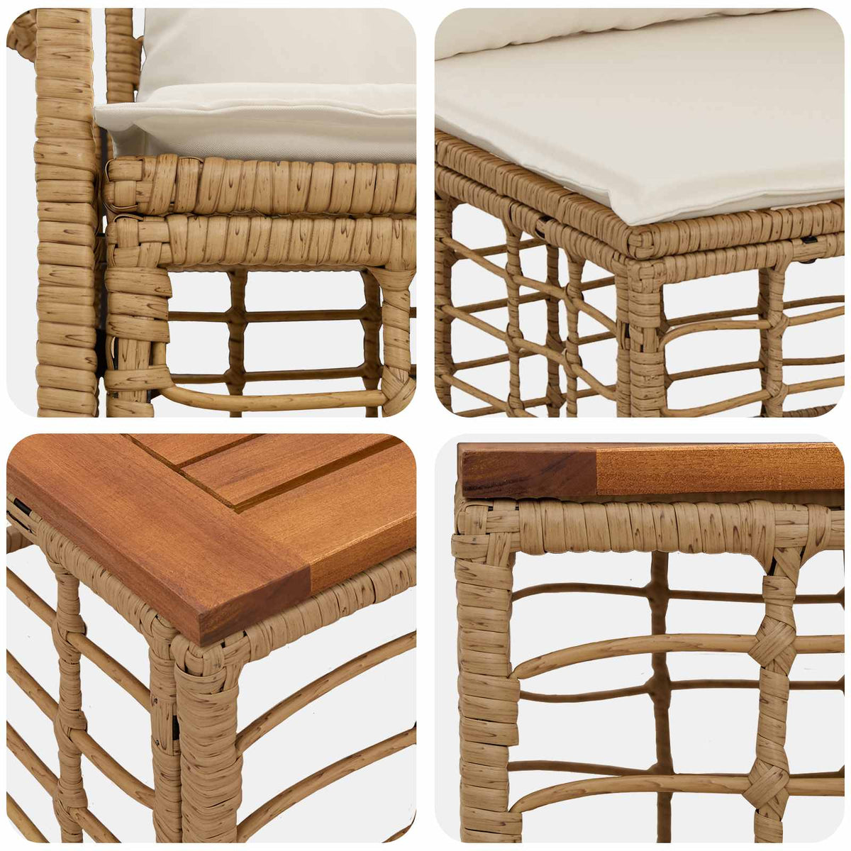 Set vanjskih sofa 8 kom. Prirodna i krema bijela poliratan