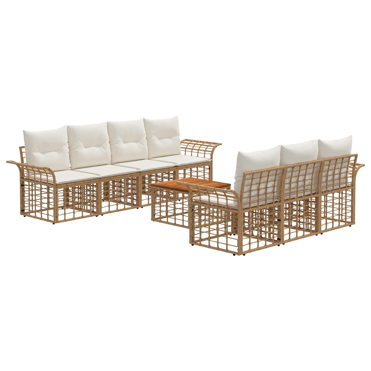Set vanjskih sofa 8 kom. Prirodna i krema bijela poliratan