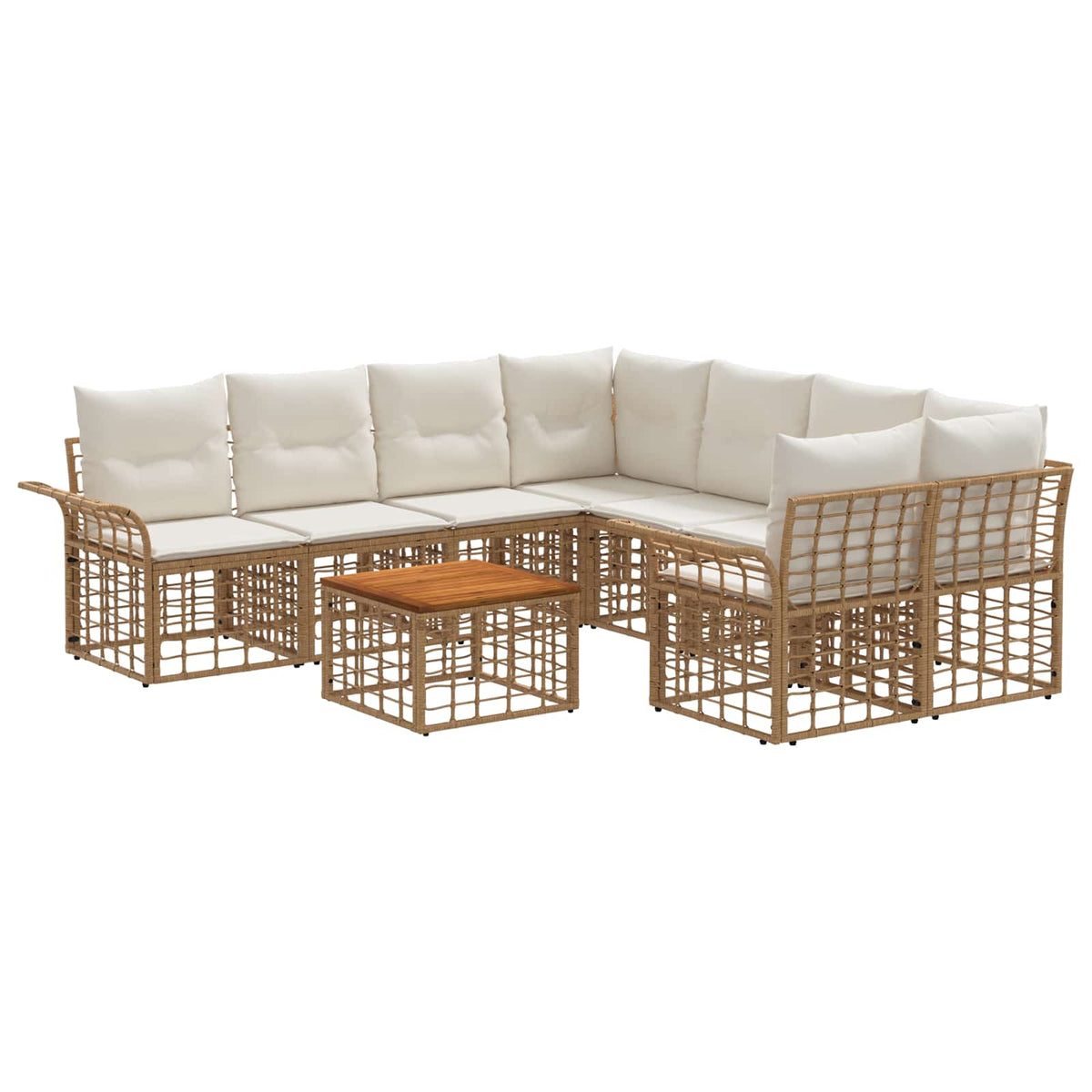 Set vanjskih sofa 9 kom. Prirodna i krema bijela poliratan