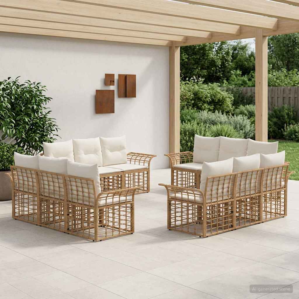 Set vanjskih sofa 12 pcs Prirodna i krema bijela Poliester