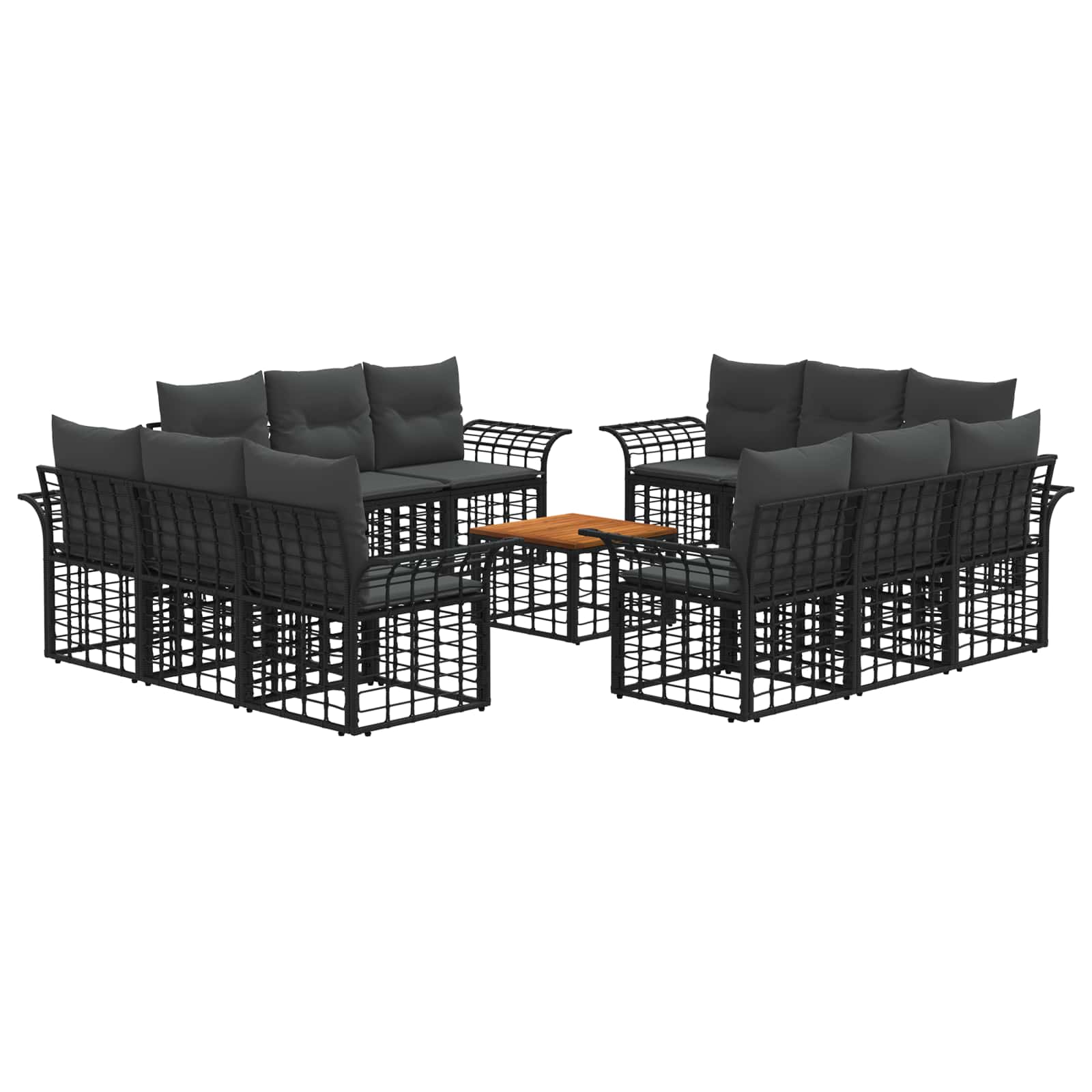 Set vanjskih sofa 13 pcs Crna i tamno siva Poliester
