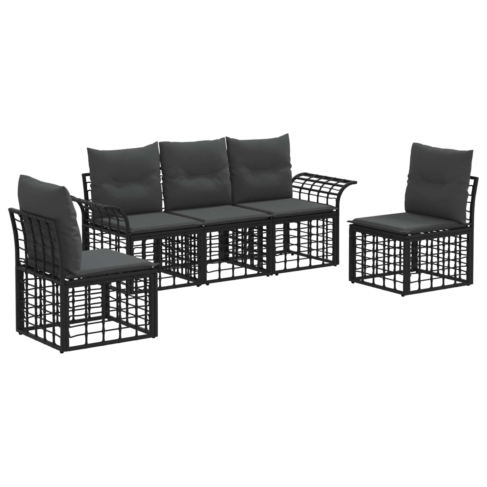 Set vanjskih sofa 5 pcs Crna i tamno siva Poliester