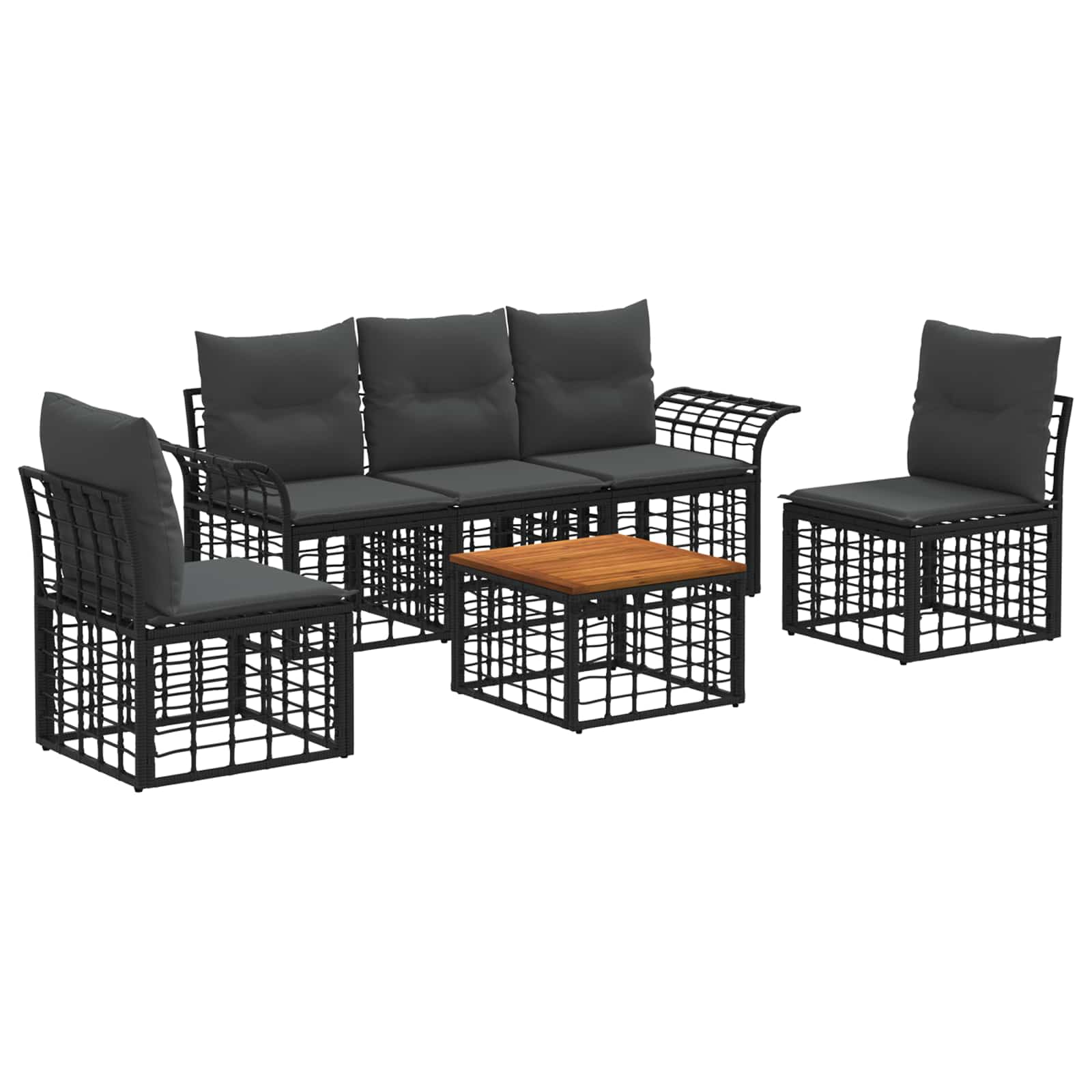 Set vanjskih sofa 6 pcs Crna i tamno siva Poliester