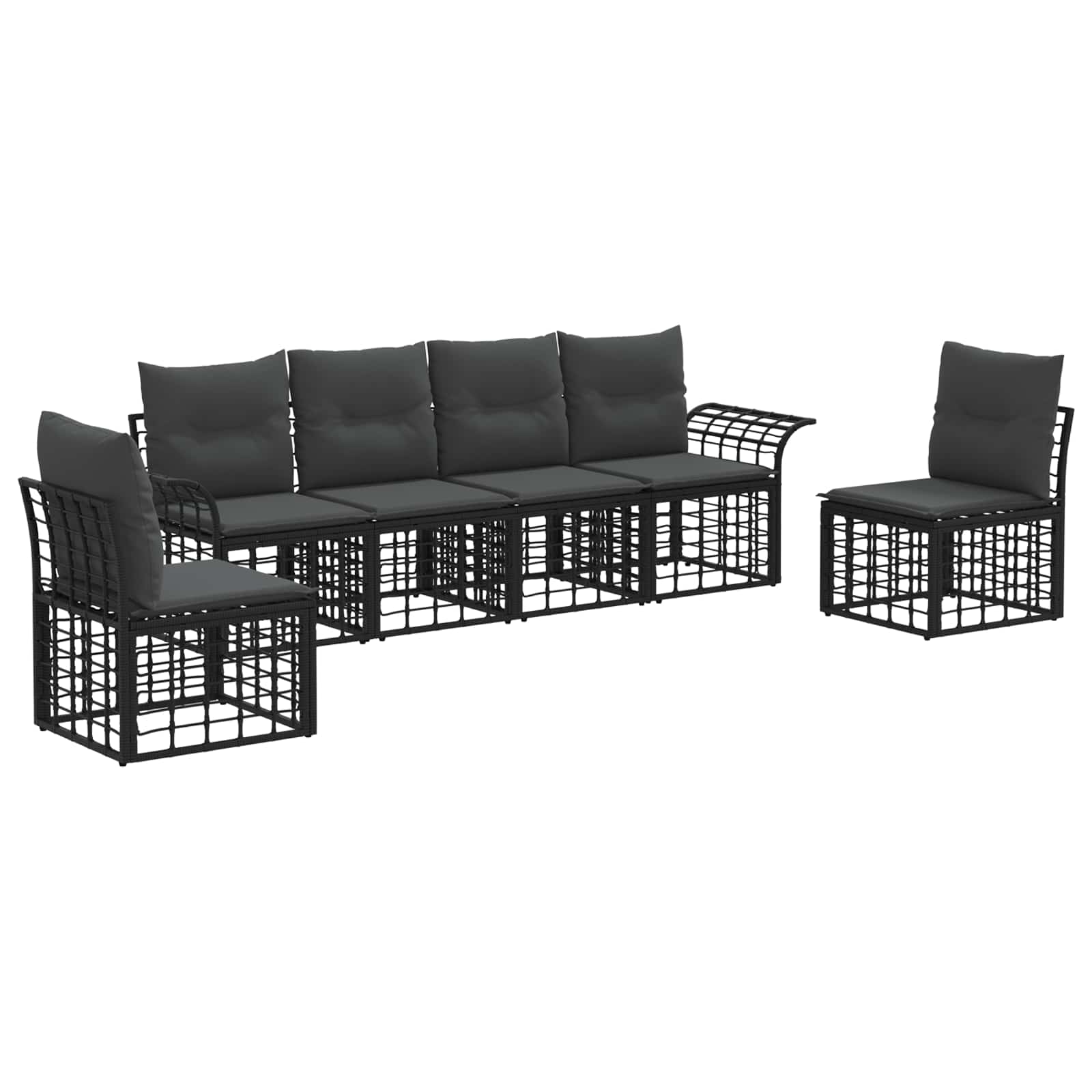 Set vanjskih sofa 6 pcs Crna i tamno siva Poliester