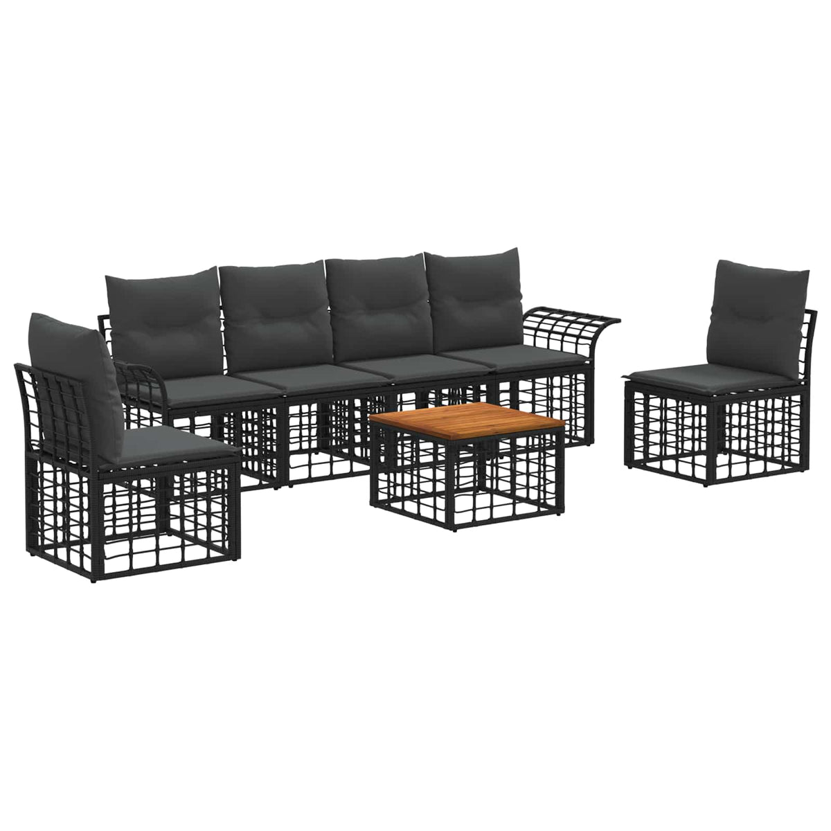 Set vanjskih sofa 7 kom. Crna i tamno siva Poliester