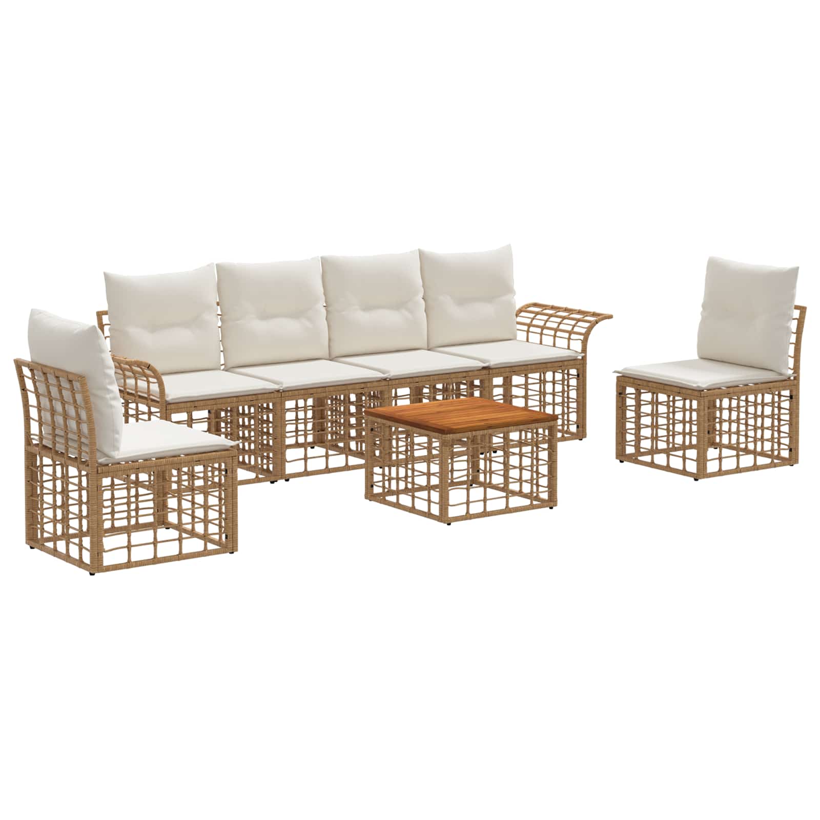 Set vanjskih sofa 7 pcs Prirodna i krema bijela Poliester