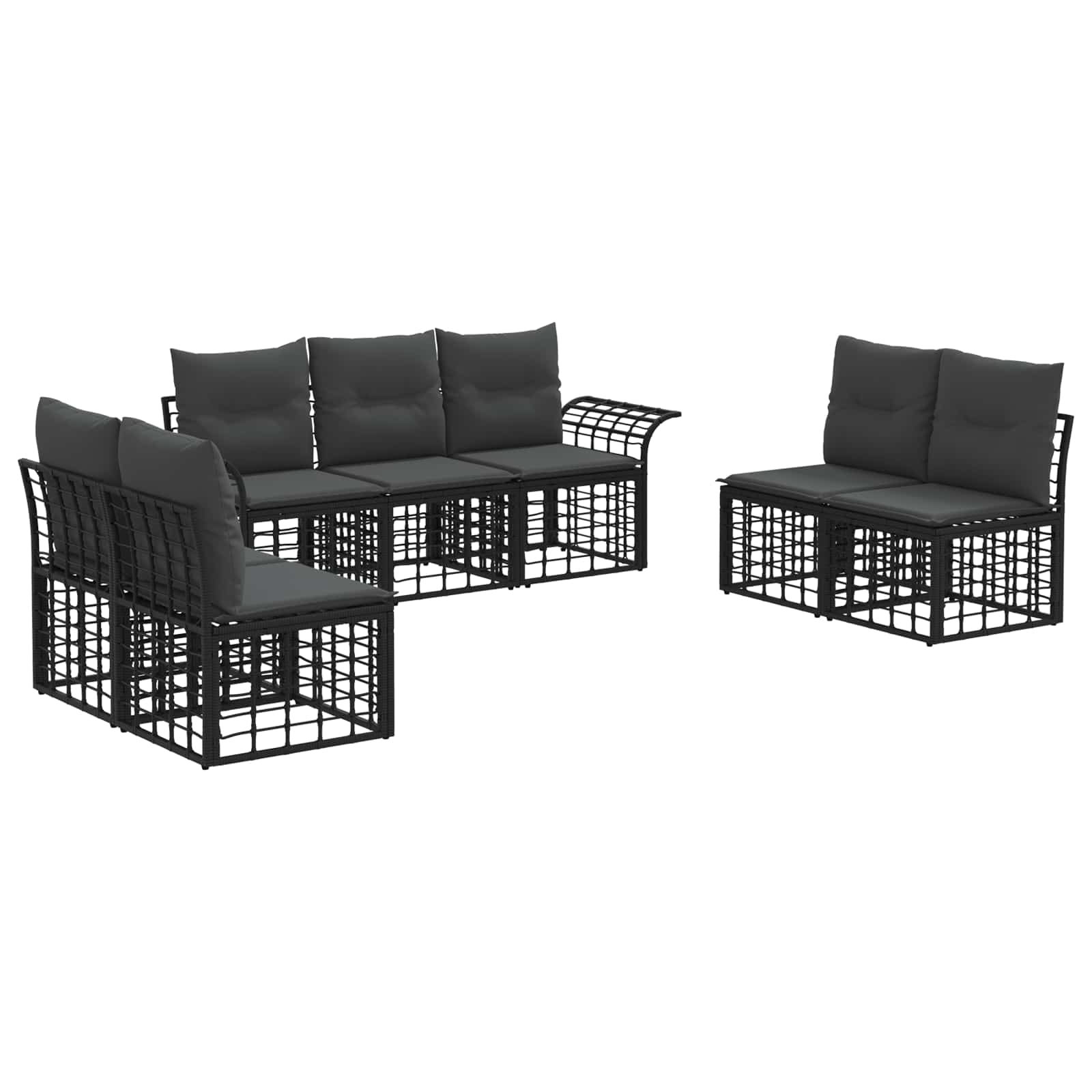 Set vanjskih sofa 7 pcs Crna i tamno siva Poliester