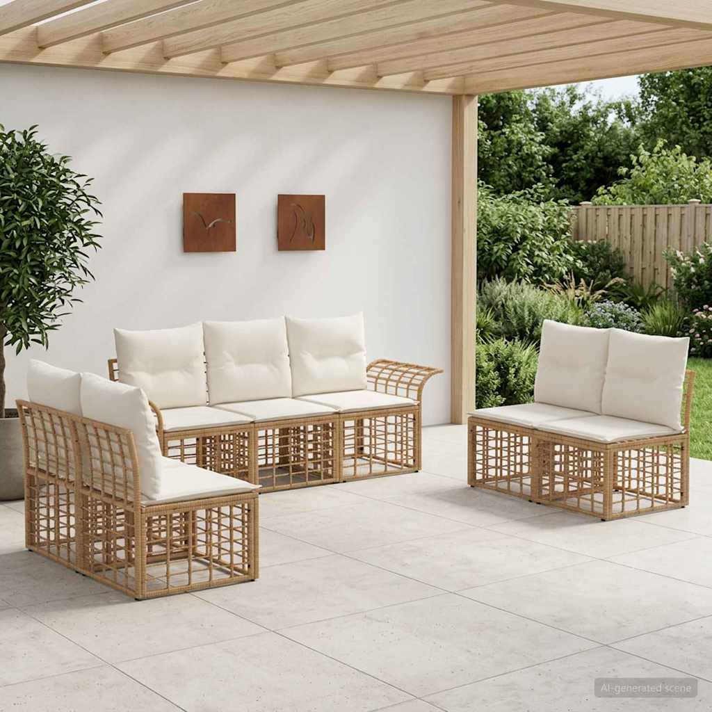 Set vanjskih sofa 7 pcs Prirodna i krema bijela Poliester