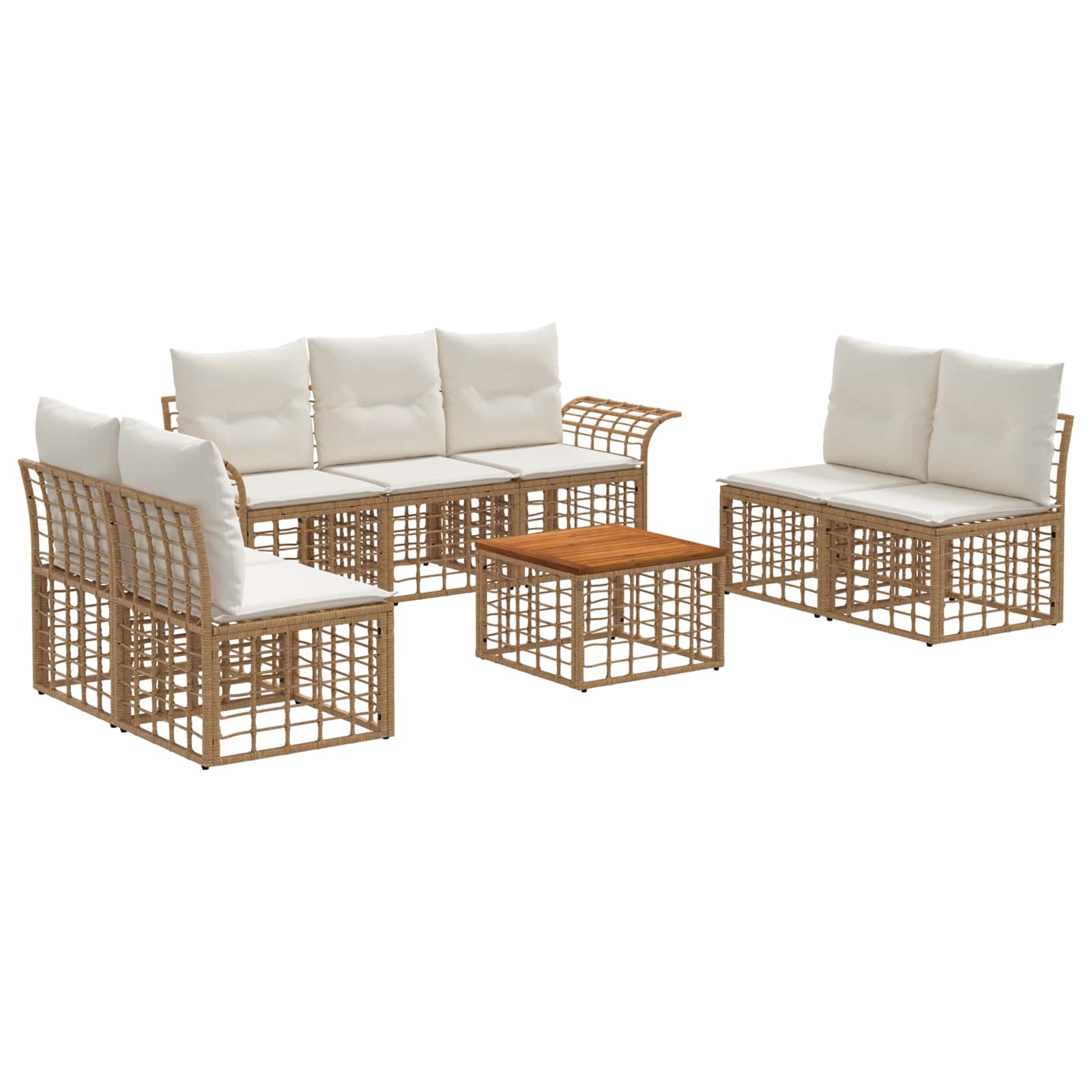 Set vanjskih sofa 8 pcs Prirodna i krema bijela Poliester