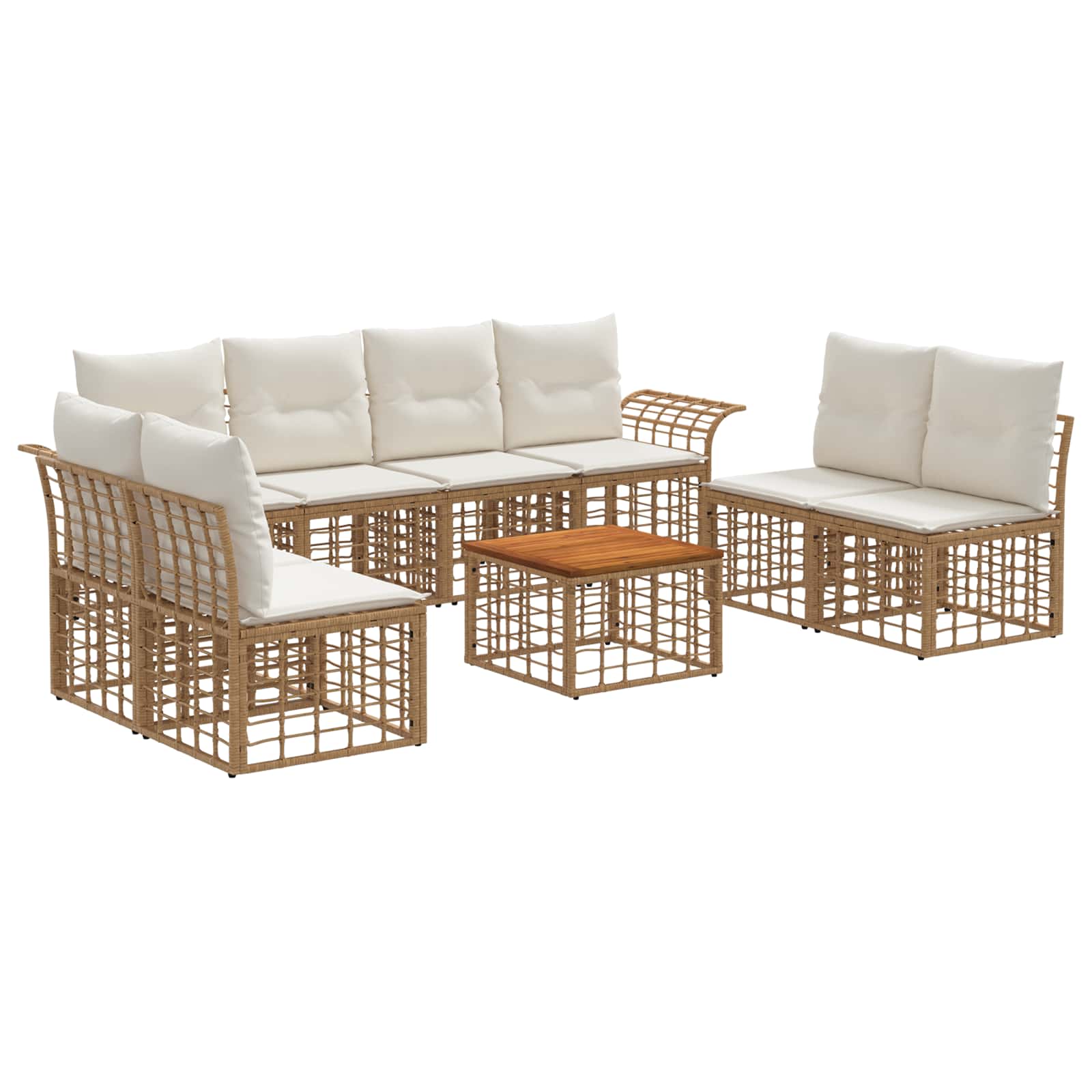 Set vanjskih sofa 9 pcs Prirodna i krema bijela Poliester