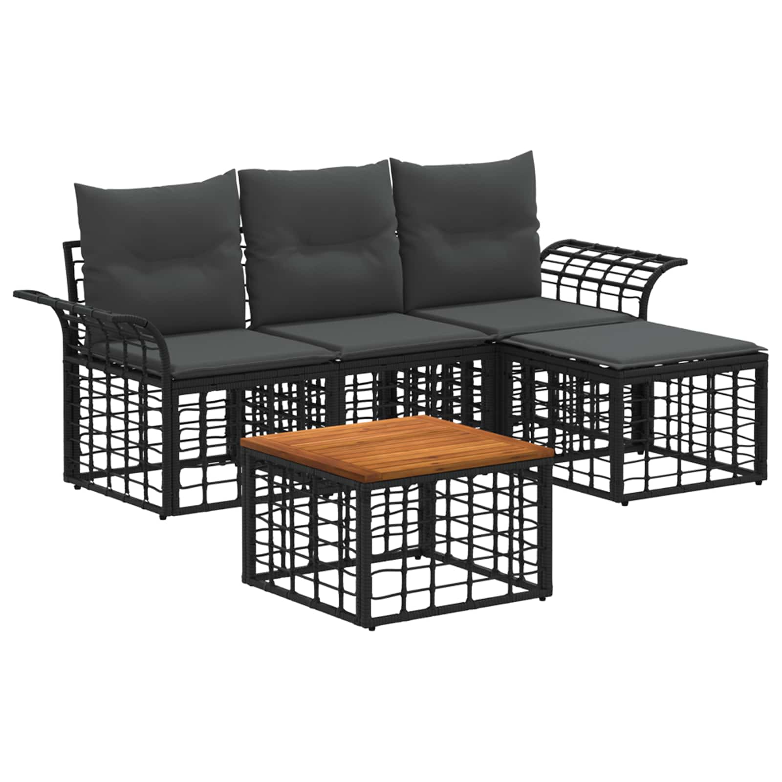 Set vanjskih sofa 5 pcs Crna i tamno siva Poliester
