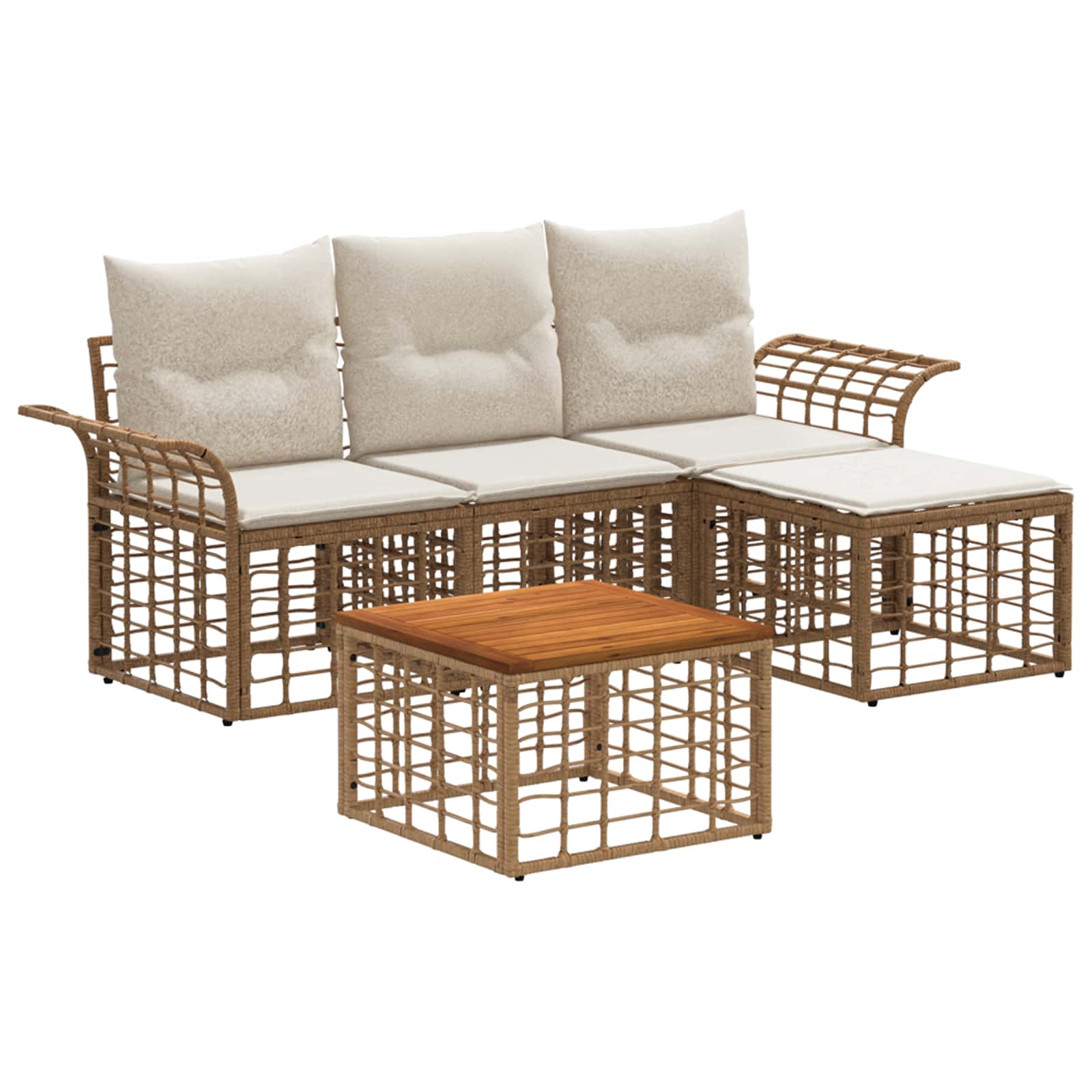 Set vanjskih sofa 5 pcs Prirodna i krema bijela Poliester