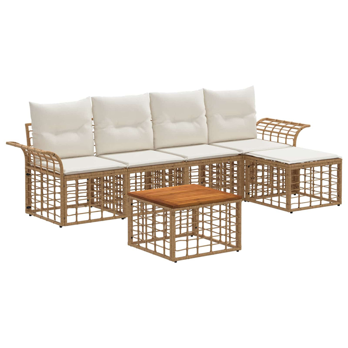 Set vanjskih sofa 6 kom. Prirodna i krema bijela Poliester