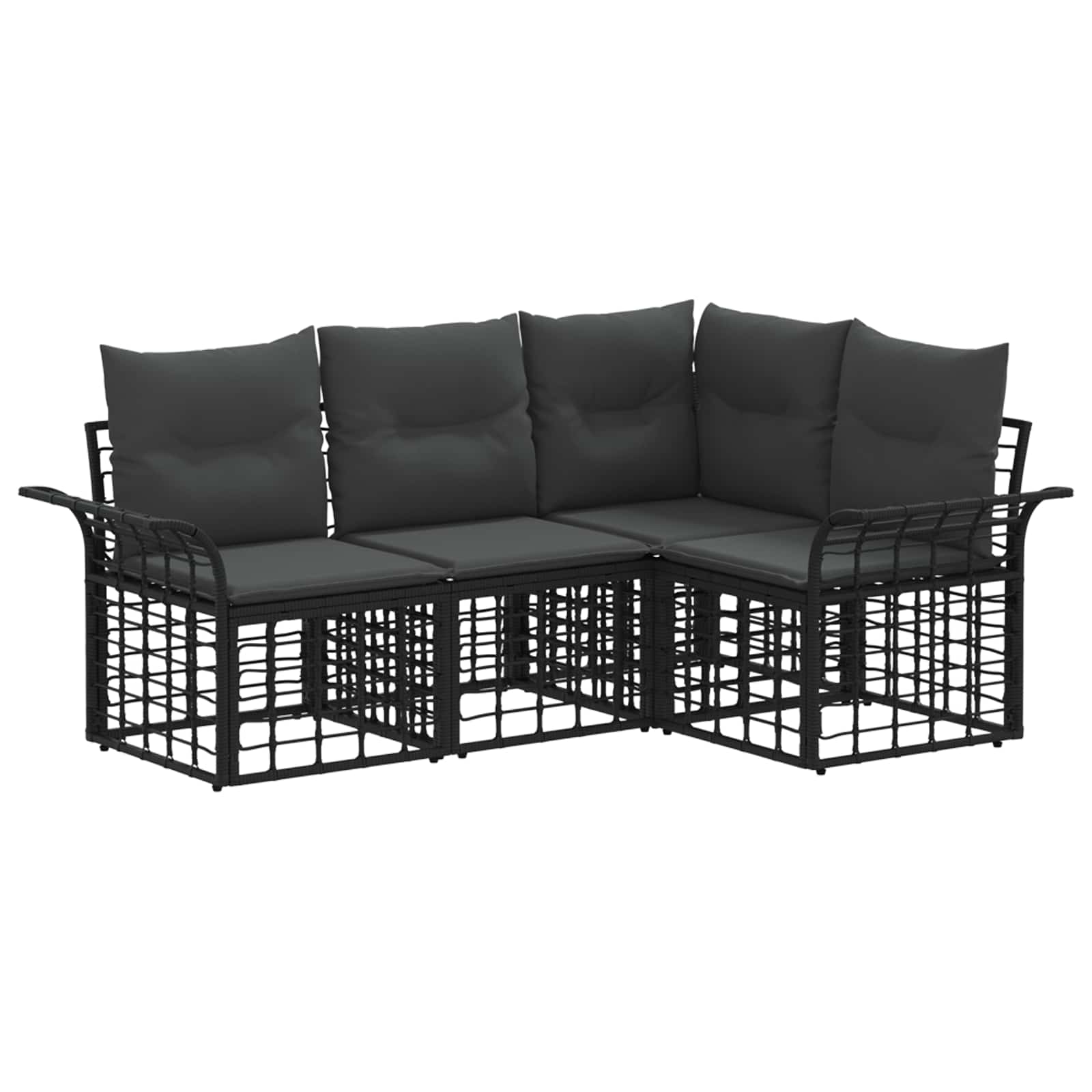 Set vanjskih sofa 4 kom. Crna i tamno siva Poliester