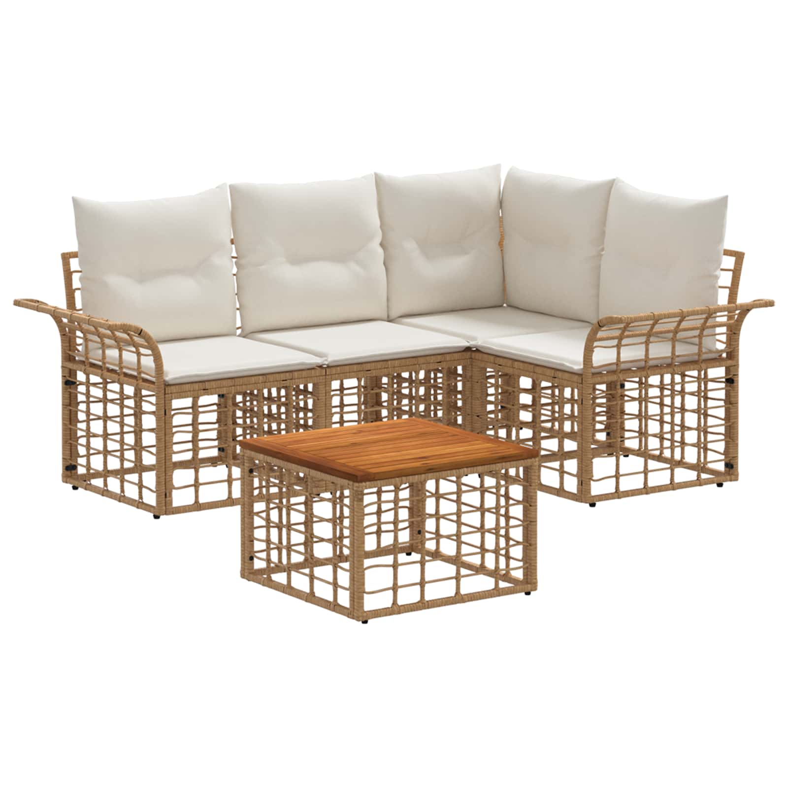 Set vanjskih sofa 5 pcs Prirodna i krema bijela Poliester