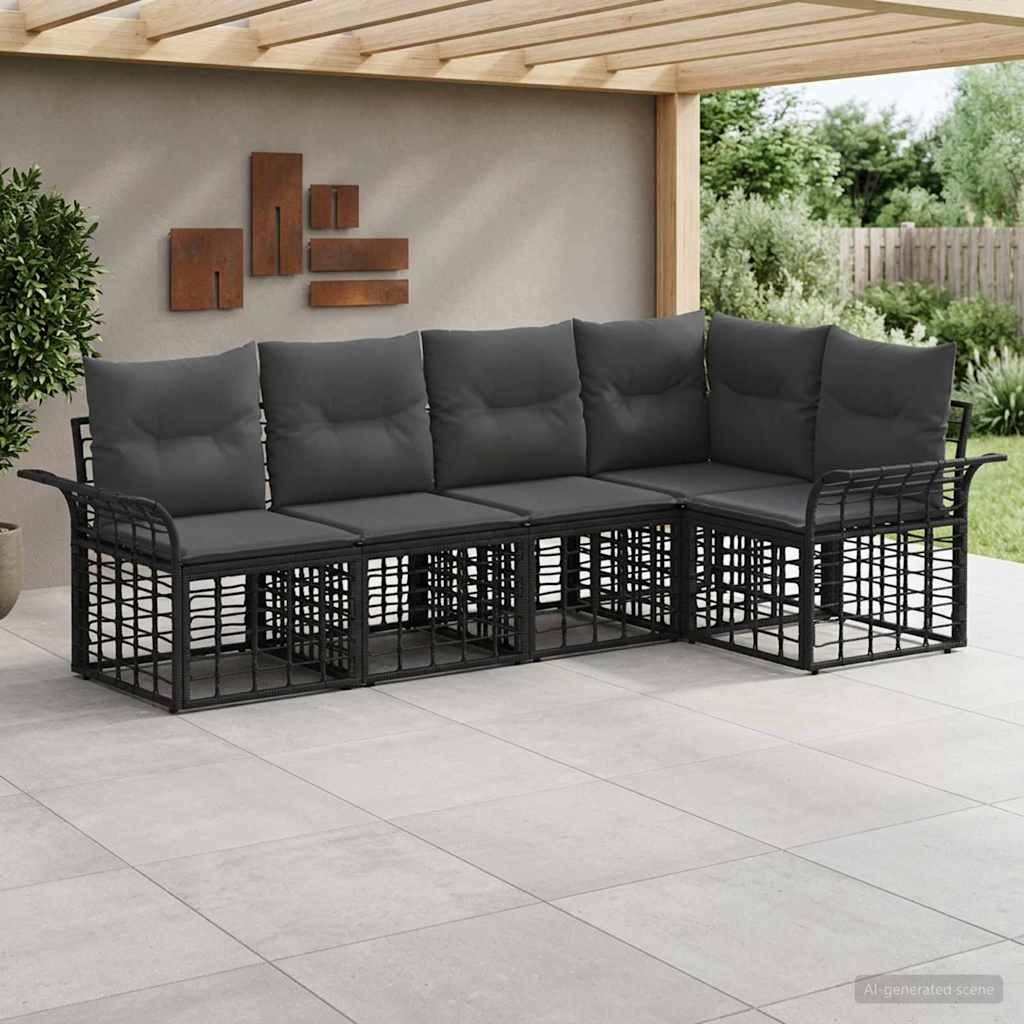 Set vanjskih sofa 5 pcs Crna i tamno siva Poliester