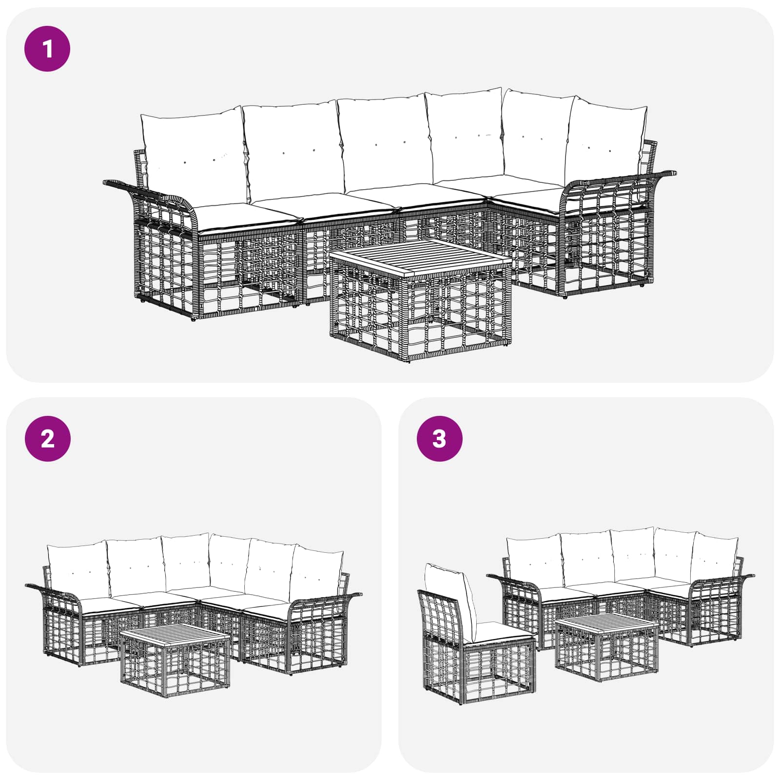 Set vanjskih sofa 6 pcs Prirodna i krema bijela Poliester