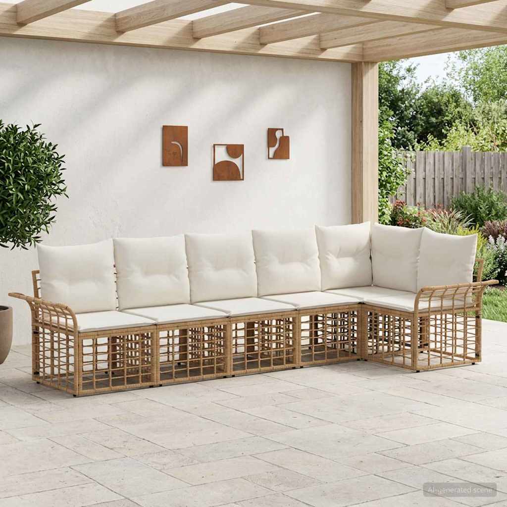 Set vanjskih sofa 6 pcs Prirodna i krema bijela Poliester