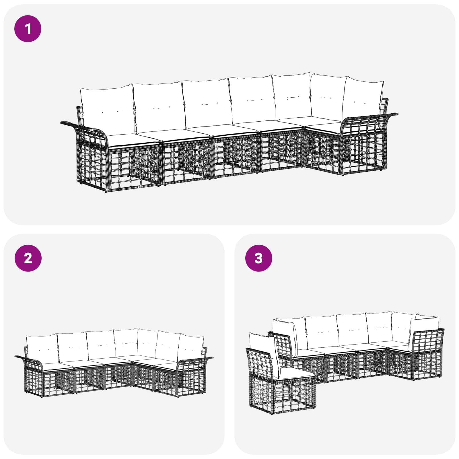 Set vanjskih sofa 6 pcs Prirodna i krema bijela Poliester