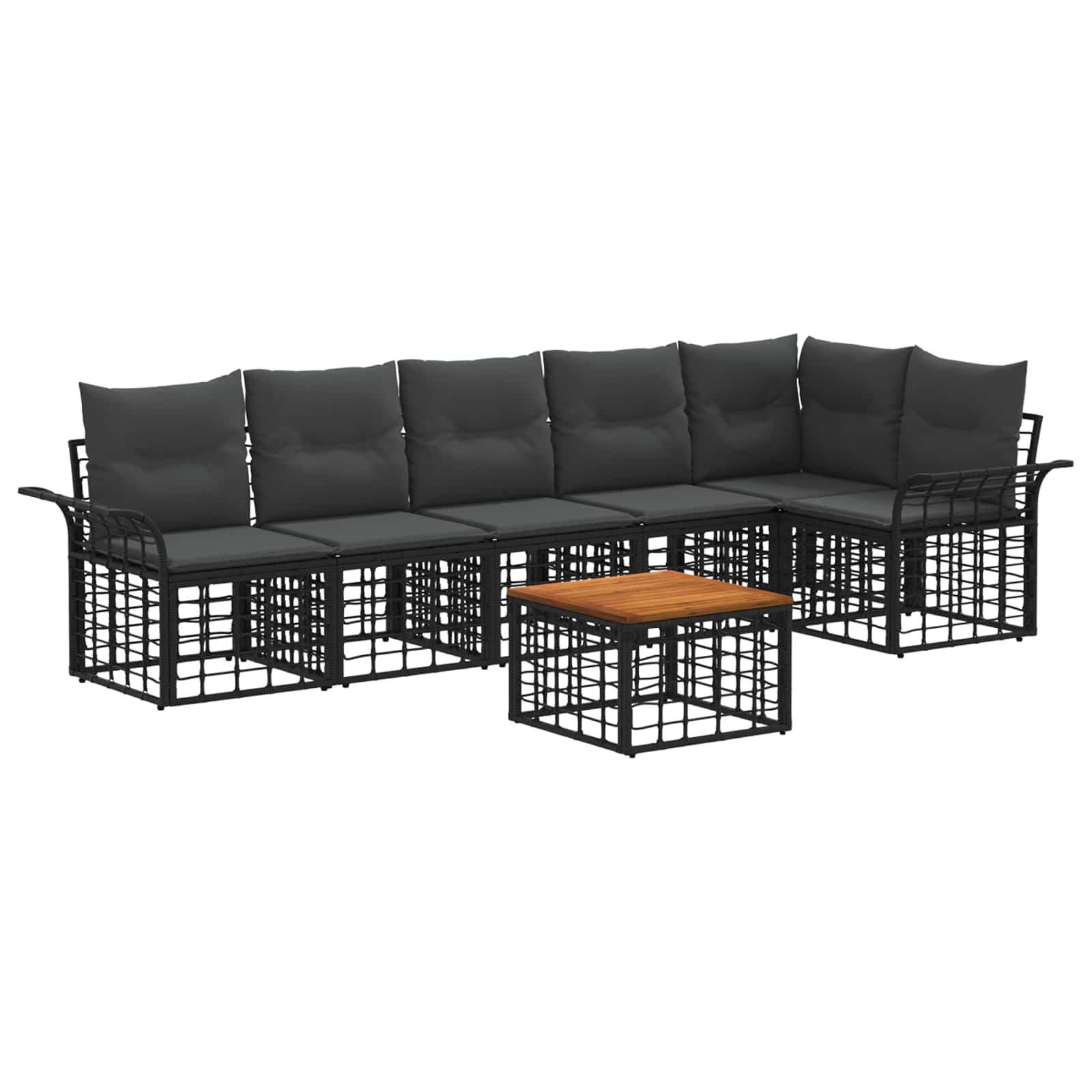 Set vanjskih sofa 7 pcs Crna i tamno siva Poliester