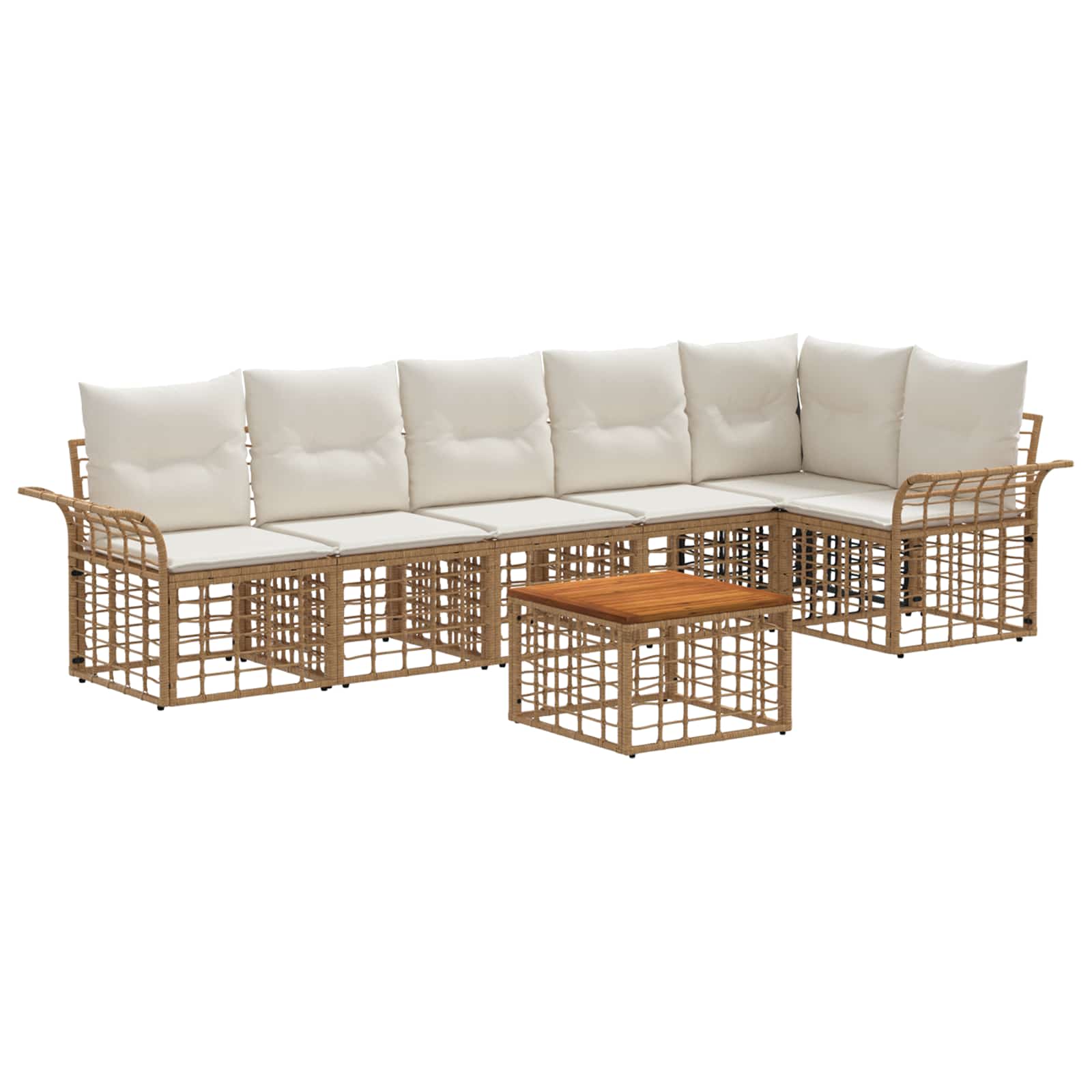 Set vanjskih sofa 7 pcs Prirodna i krema bijela Poliester
