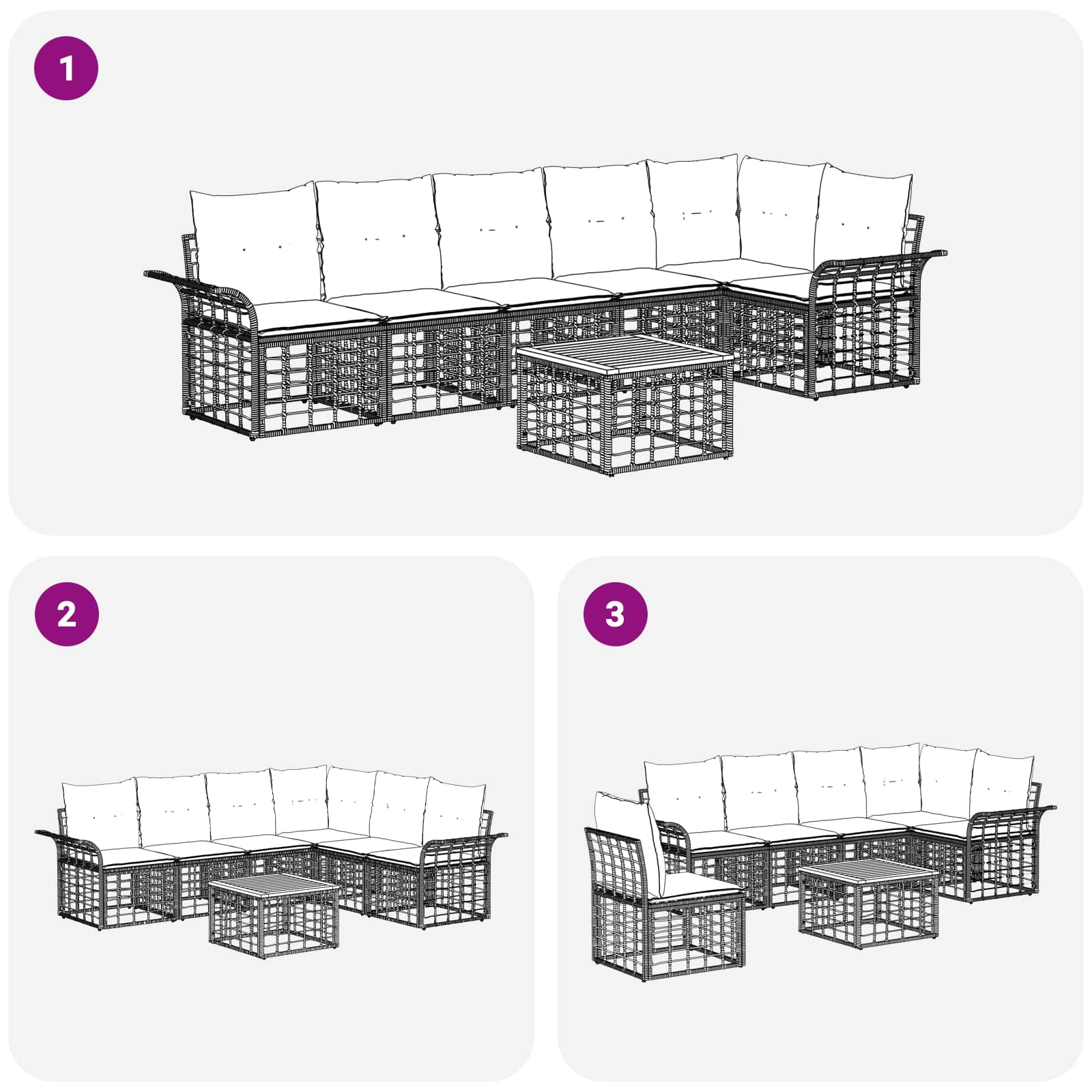 Set vanjskih sofa 7 pcs Prirodna i krema bijela Poliester