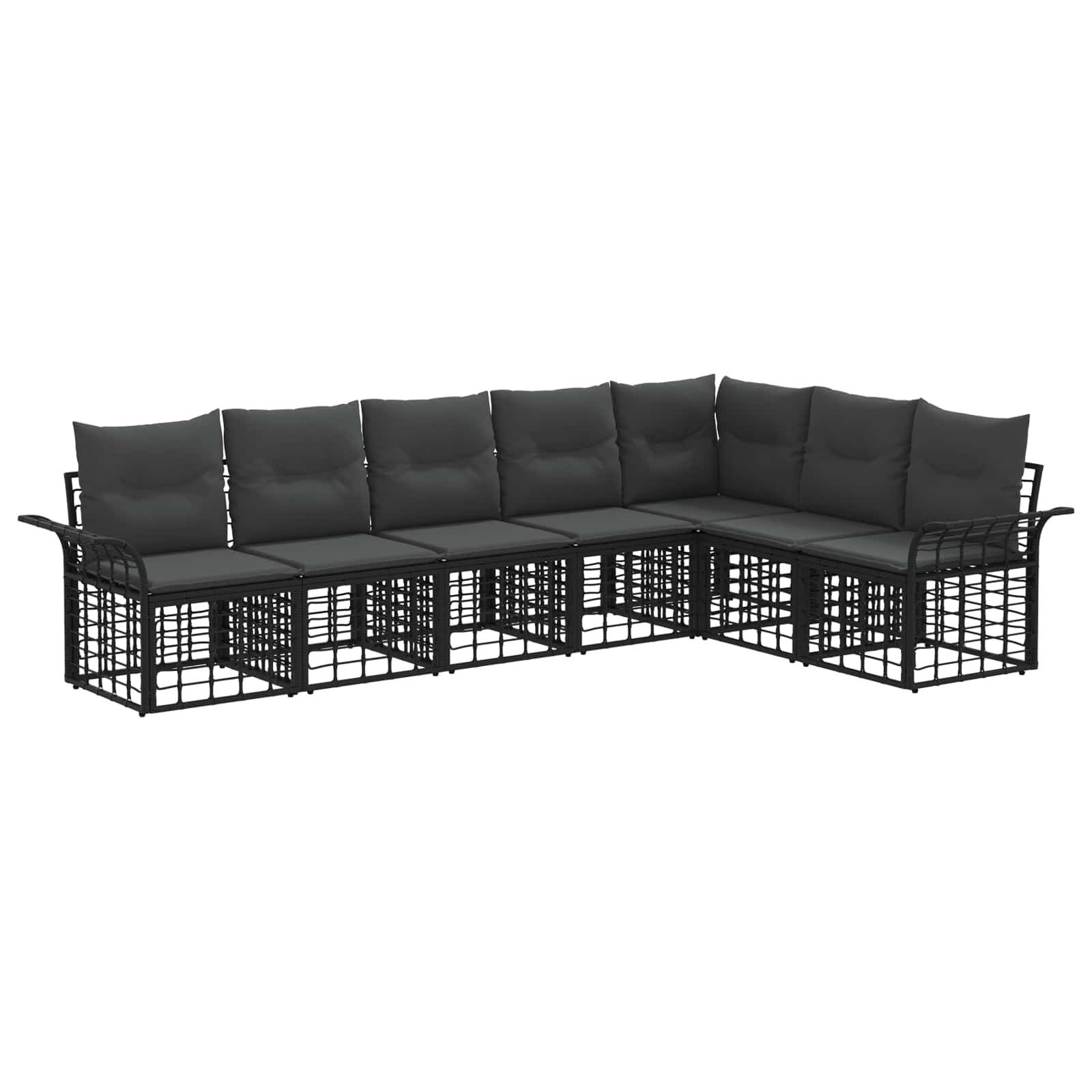 Set vanjskih sofa 7 pcs Crna i tamno siva Poliester