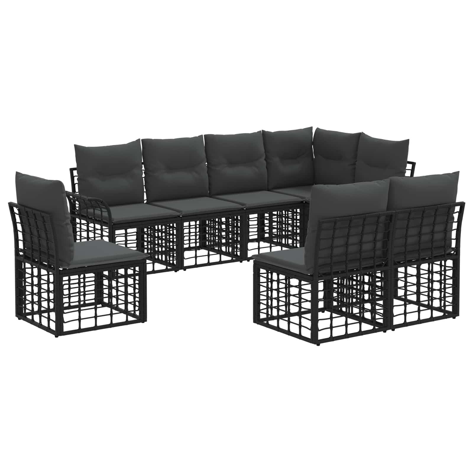 Set vanjskih sofa 8 pcs Crna i tamno siva Poliester
