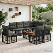 Set vanjskih sofa 9 kom. Crna i tamno siva Poliester