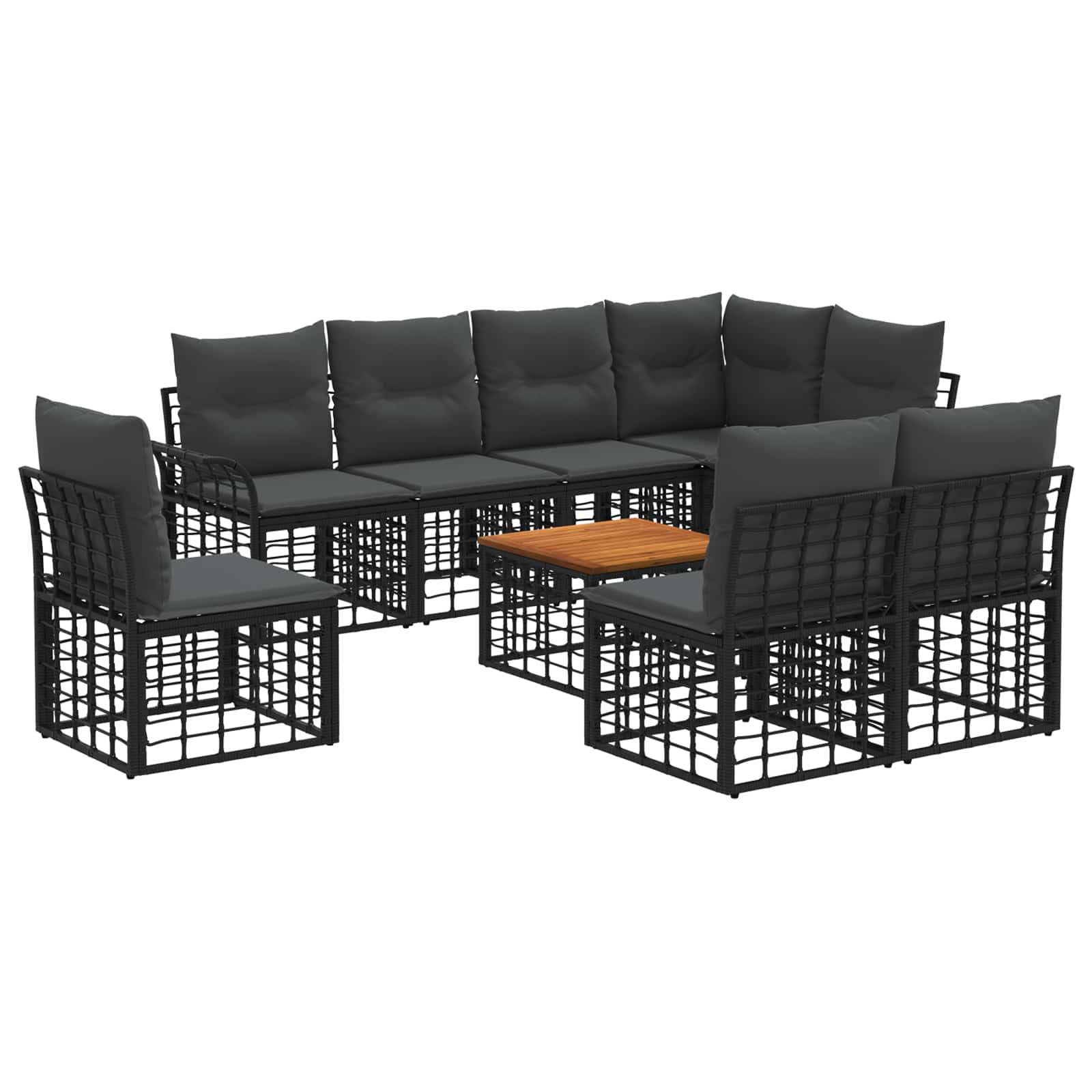Set vanjskih sofa 9 pcs Crna i tamno siva Poliester
