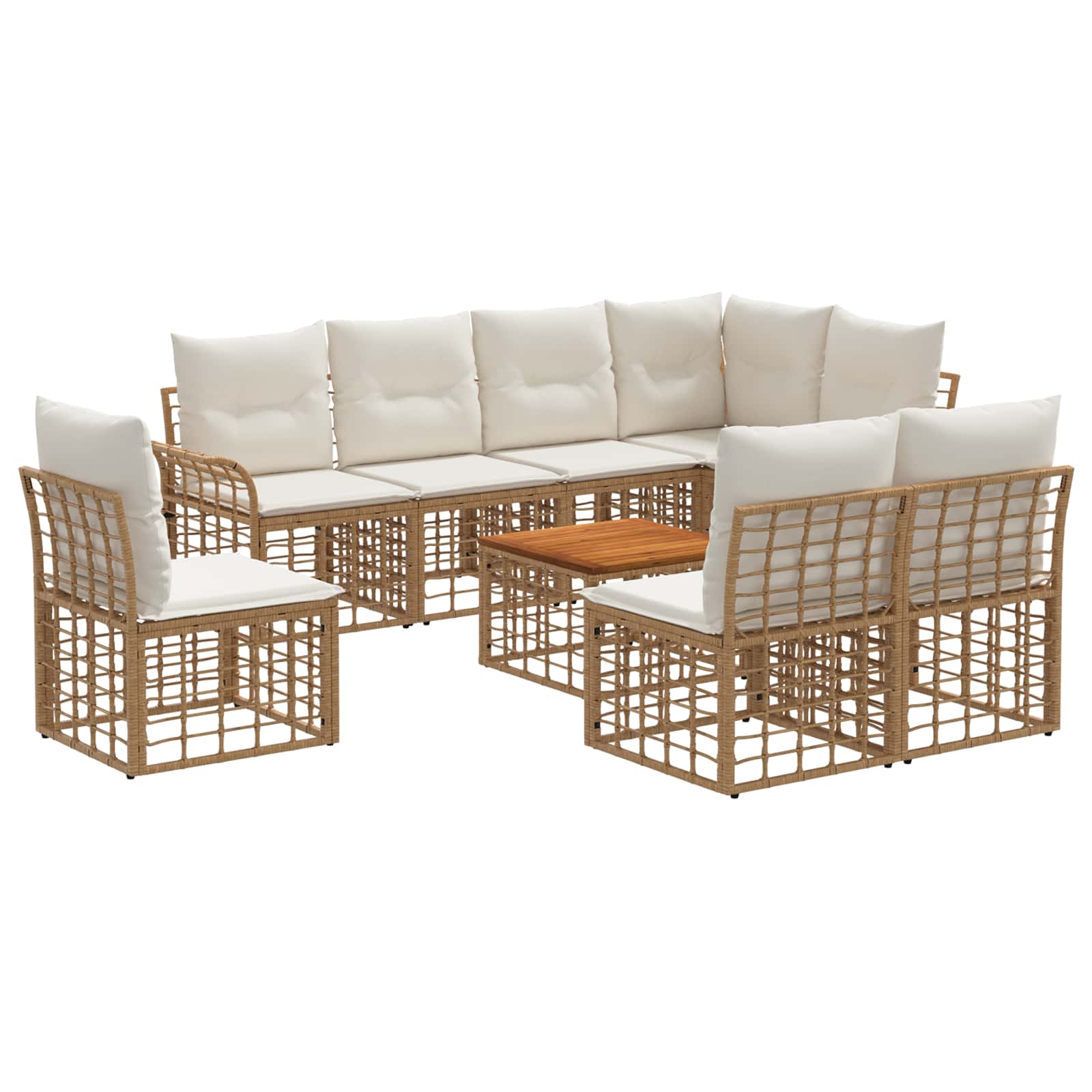 Set vanjskih sofa 9 pcs Prirodna i krema bijela Poliester