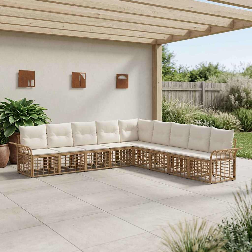 Set vanjskih sofa 9 pcs Prirodna i krema bijela Poliester