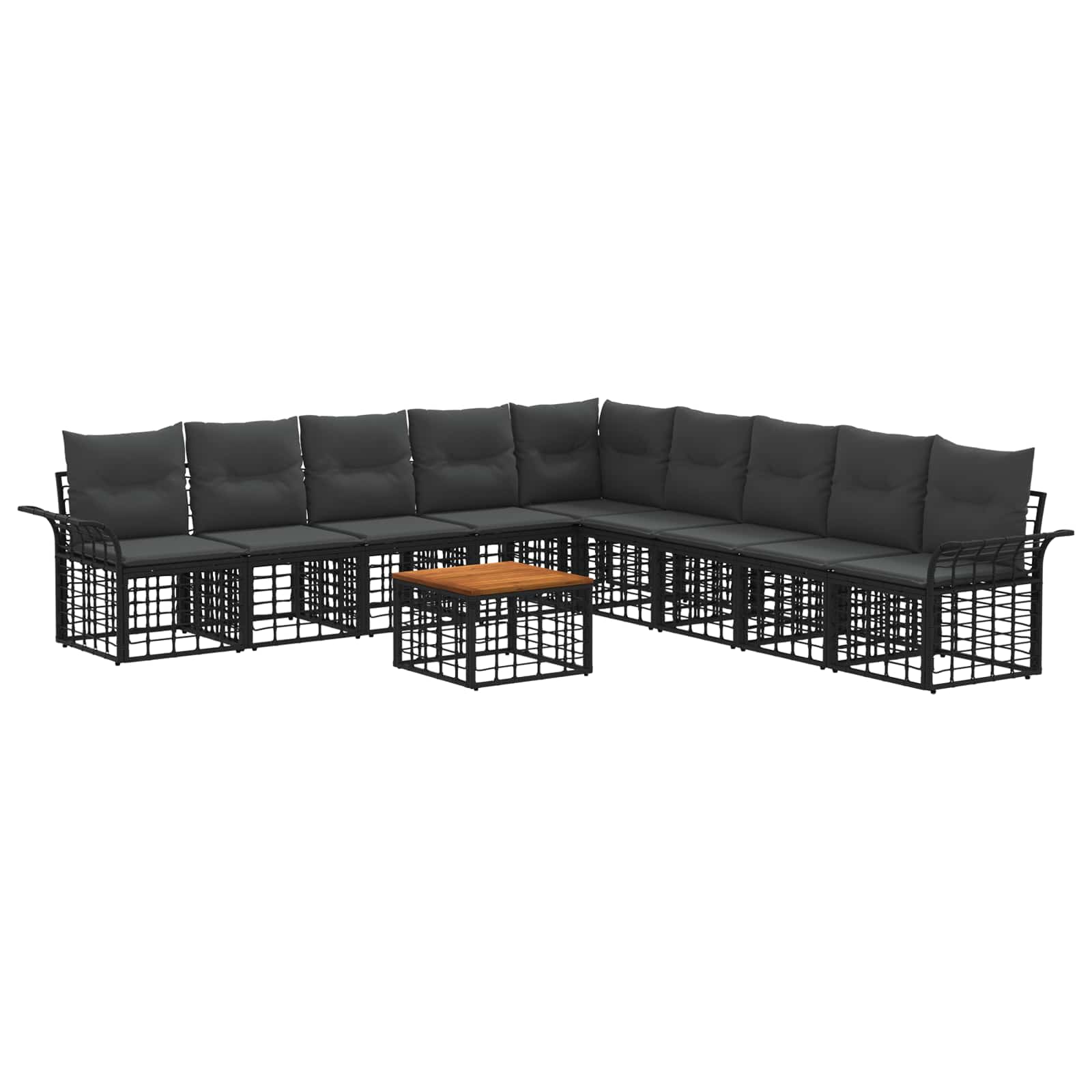 Set vanjskih sofa 10 pcs Crna i tamno siva Poliester