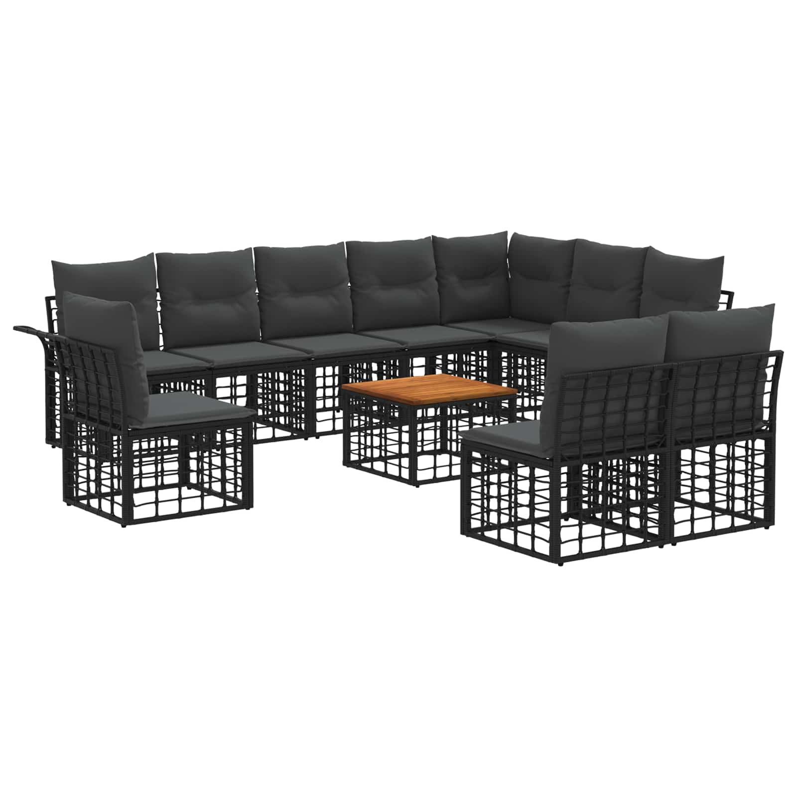 Set vanjskih sofa 11 pcs Crna i tamno siva Poliester