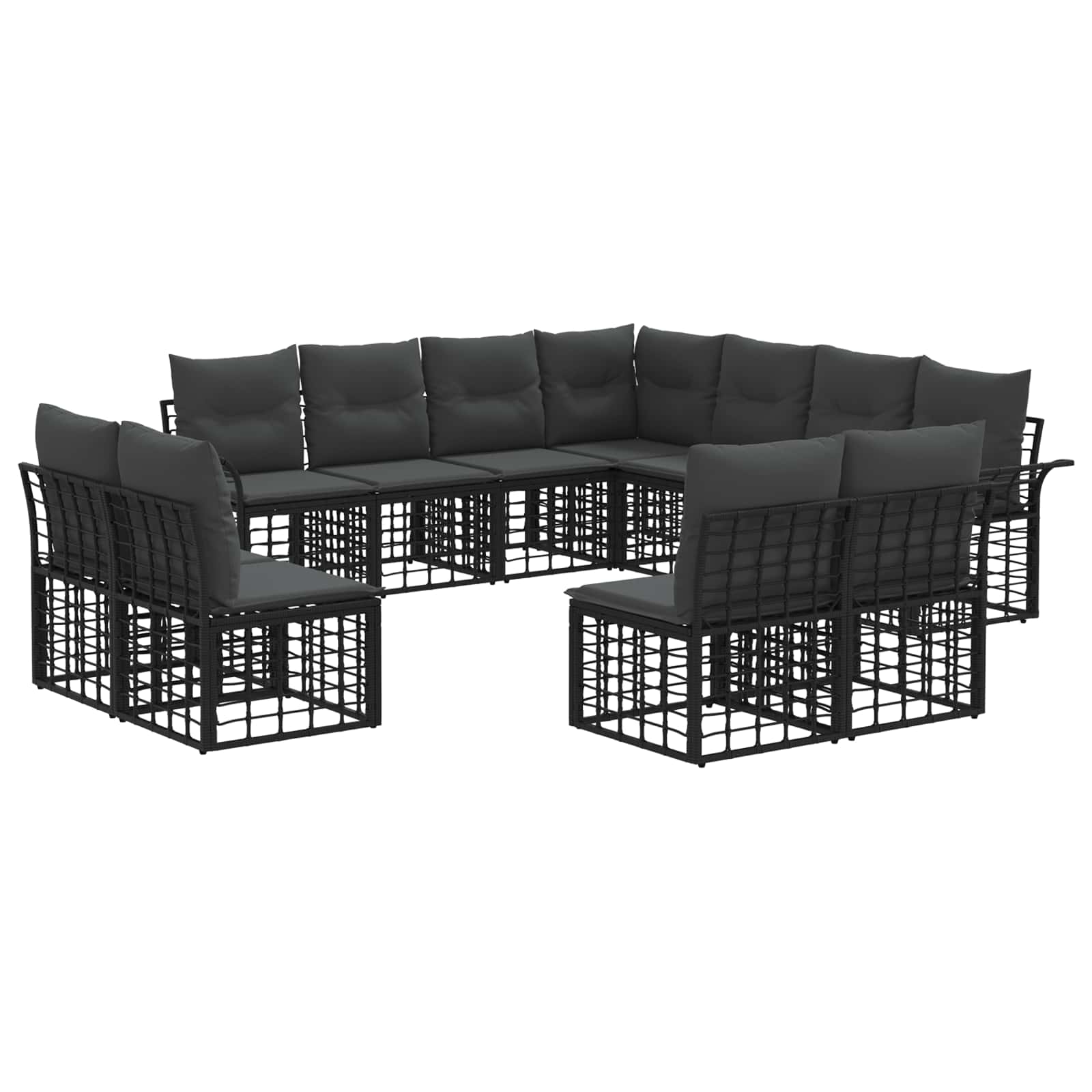 Set vanjskih sofa 11 pcs Crna i tamno siva Poliester