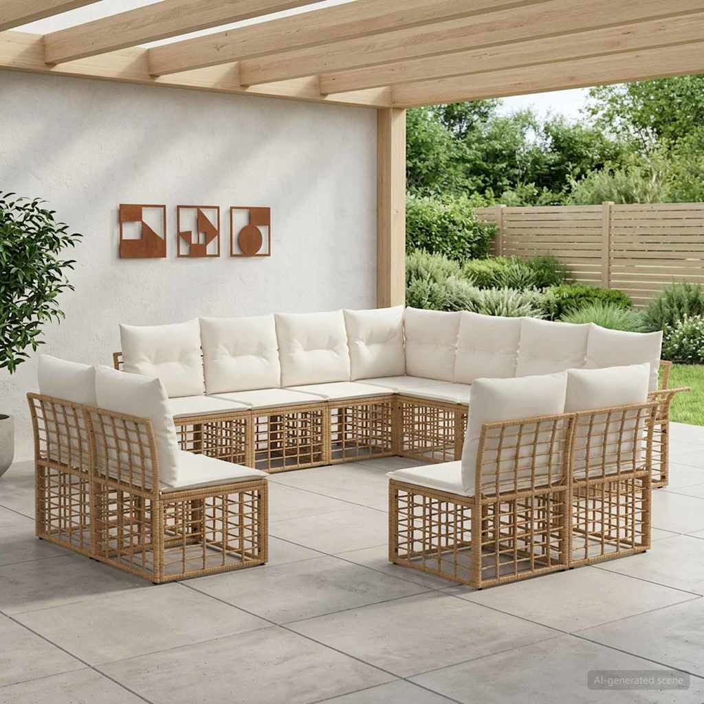 Set vanjskih sofa 11 pcs Prirodna i krema bijela Poliester