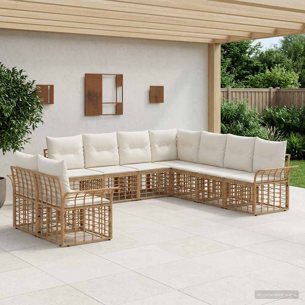 Set vanjskih sofa 9 pcs Prirodna i krema bijela Poliester