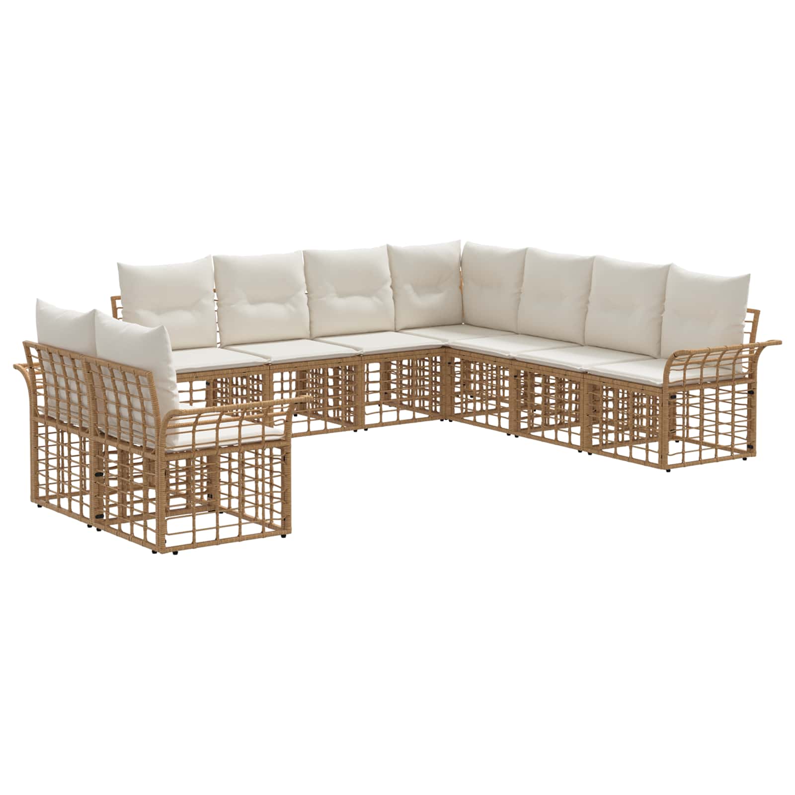 Set vanjskih sofa 9 pcs Prirodna i krema bijela Poliester